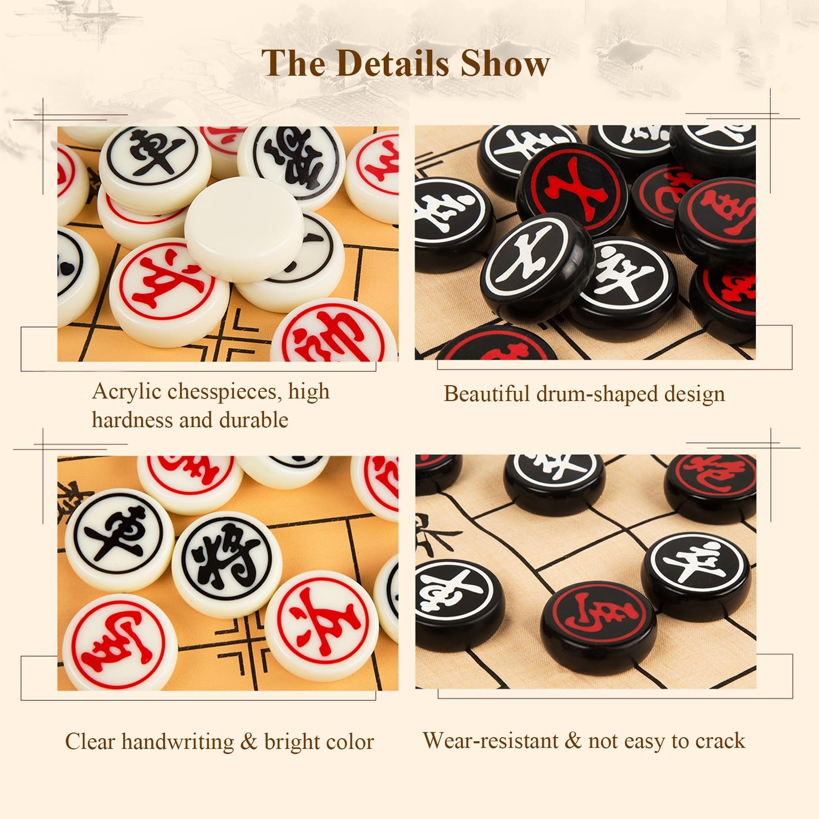 Juego de Mesa Chino Xiangqi de ajedrez con Piezas de ajedrez de melamina y Tablero de ajedrez