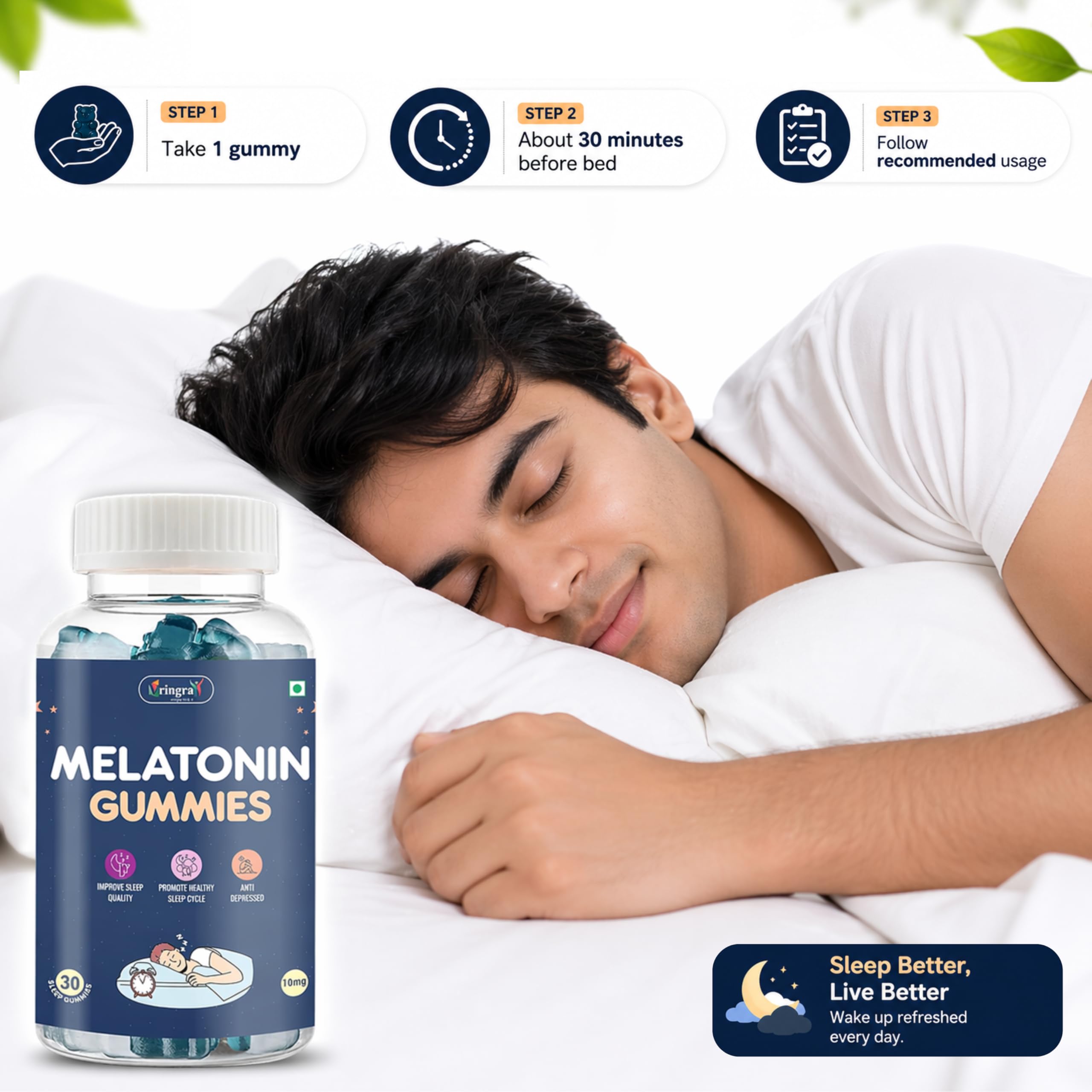 Sleep Gummies for Men & Women, Melatonin 10mg, Sleep Support 30 Gummies (Pack of 2) — Amazon image 5