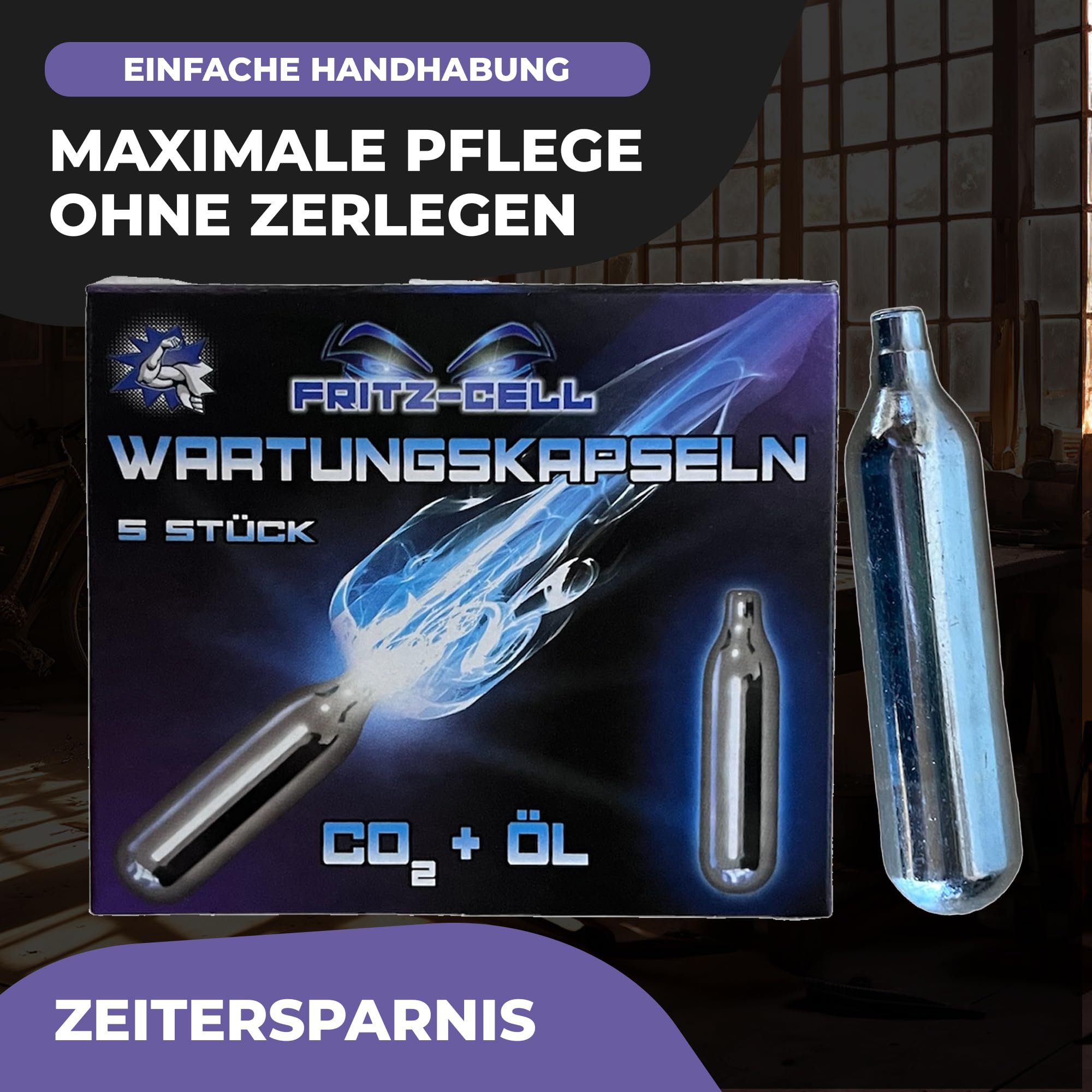 10 Fritz-Cell 12g CO2 Wartungskapseln Luftgewehr Softair Luftpistole Paintball