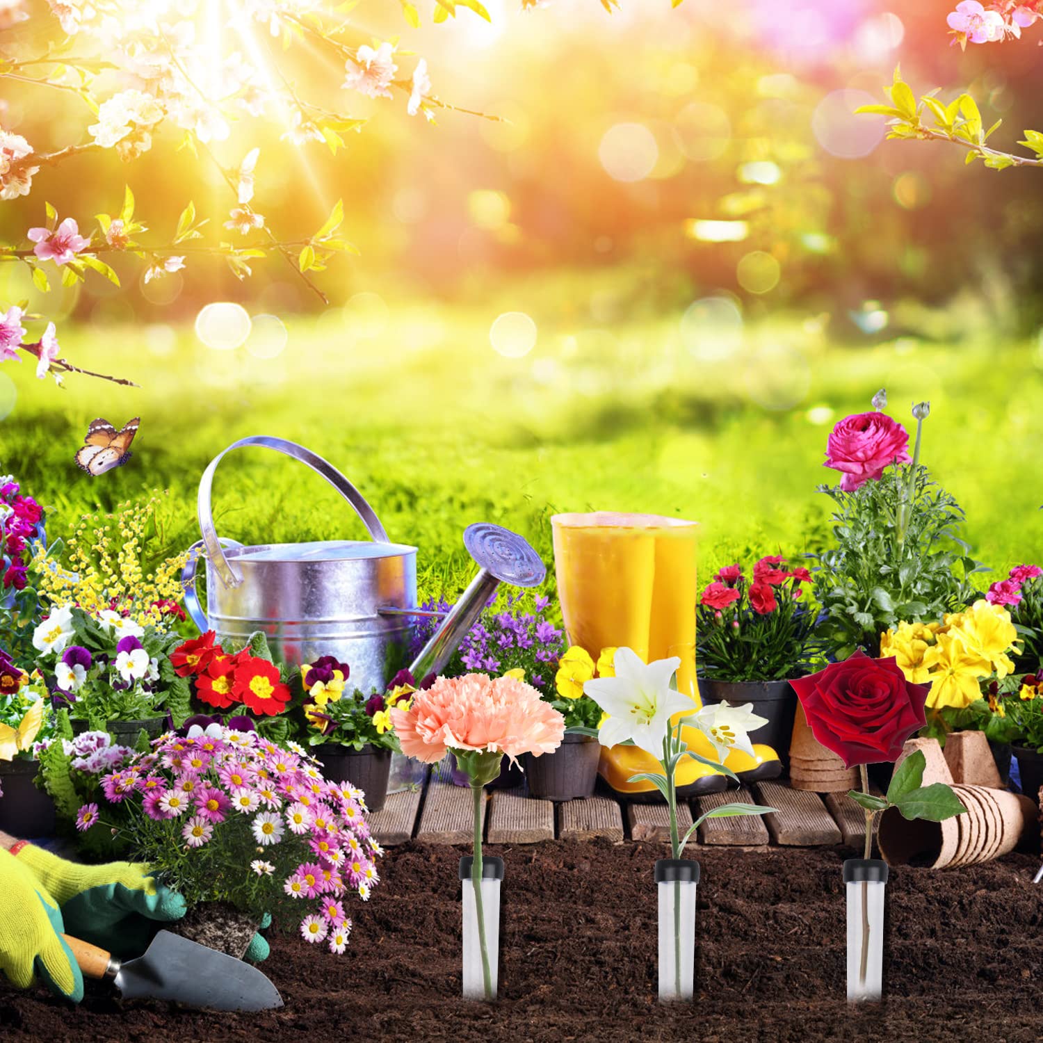 Blumenröhrchen 30 Stück Blumenröhren aus Kunststoff | Transparentem Wasserröhrchen für Blumen, Wiederverwendbar Blumen Wasserröhrchen für Blumenarrangements Pflanzen