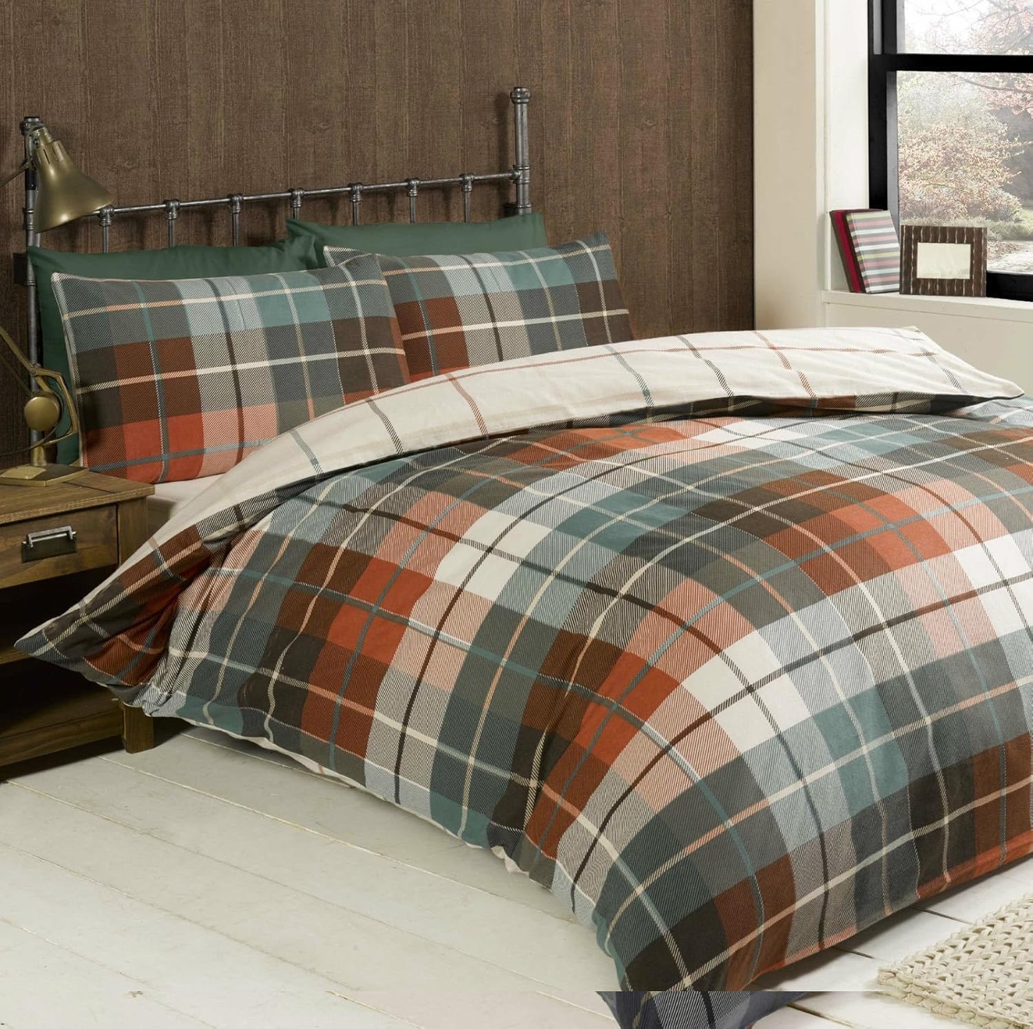 Rapport Home 100% Brushed Cotton Double Duvet Cover Set - Cosy Soft Terracotta Bedding with 2 Pillowcases (200 x 200 cm)