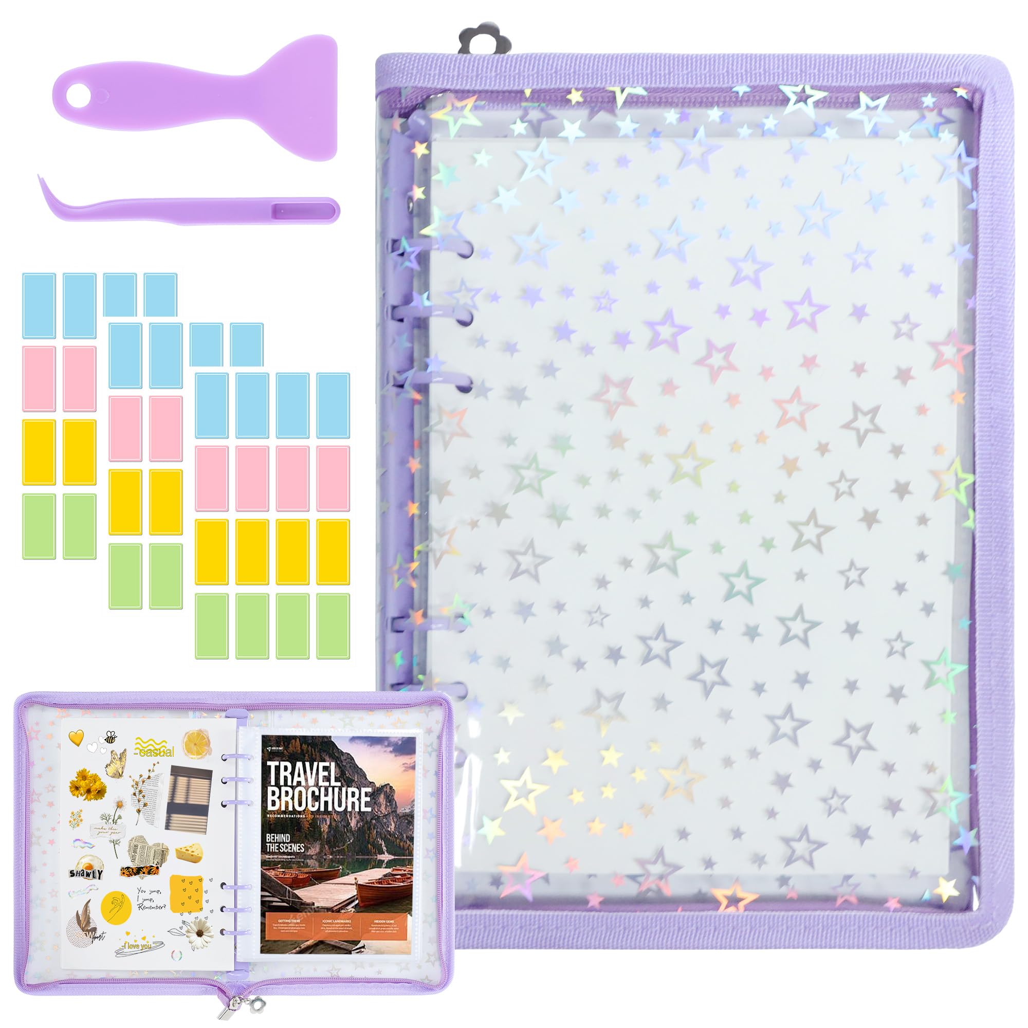 Livre de collection d'autocollants A5 violet pour ne plus jamais corner vos planches créatives