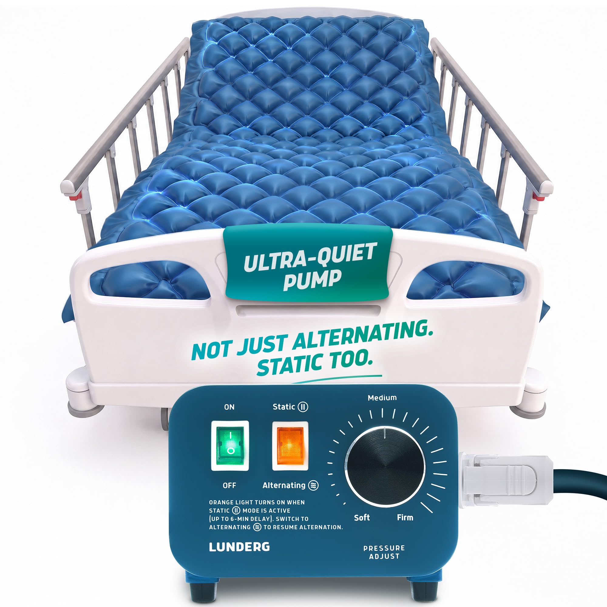 Lunderg Alternating Air Pressure Mattress Pad with Static Mode &amp; Quiet Pump