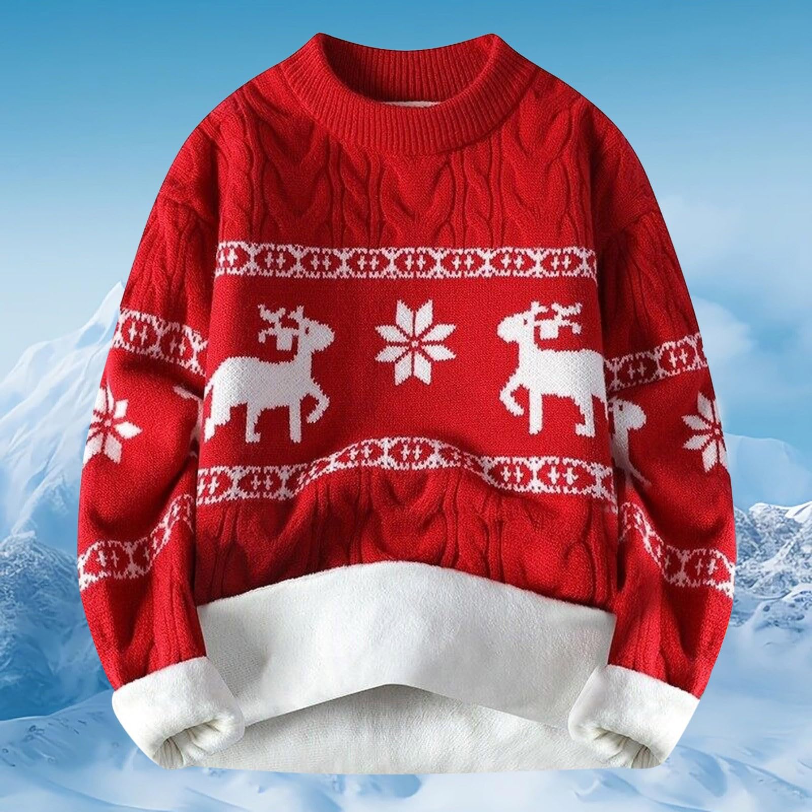 Genérico Jersey Navideño Mujer Y Hombre, Jersey Termico Hombre Cuello Redondo Invierno Jersey Manga Larga Elegante Retro Sweater De Navidad Casual Christmas Parejas para Otoño Invierno
