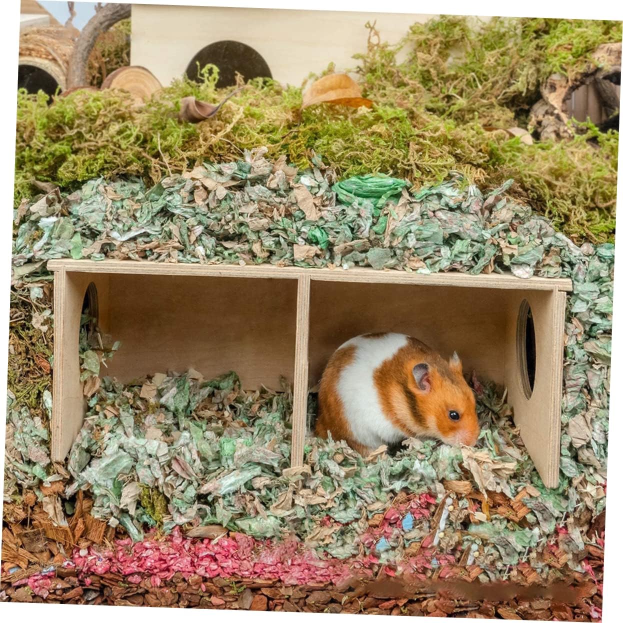 2pcs Guinea Pig Habitat Sturdy Wooden Enclosure for Small Animals Hideout House