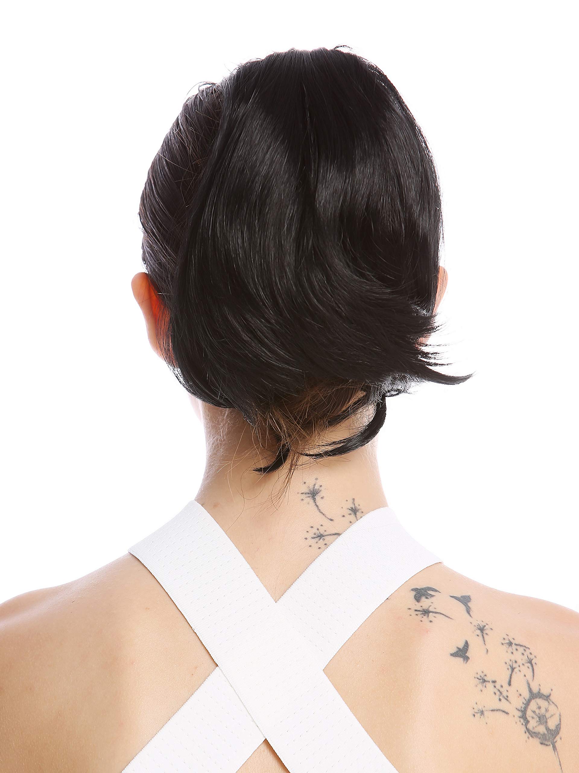 WIG ME UP - N869-V-1 Ponytail Hairpiece Extensions Bun very short straight but voluminous black, black (1), Länge: ca. 20 cm