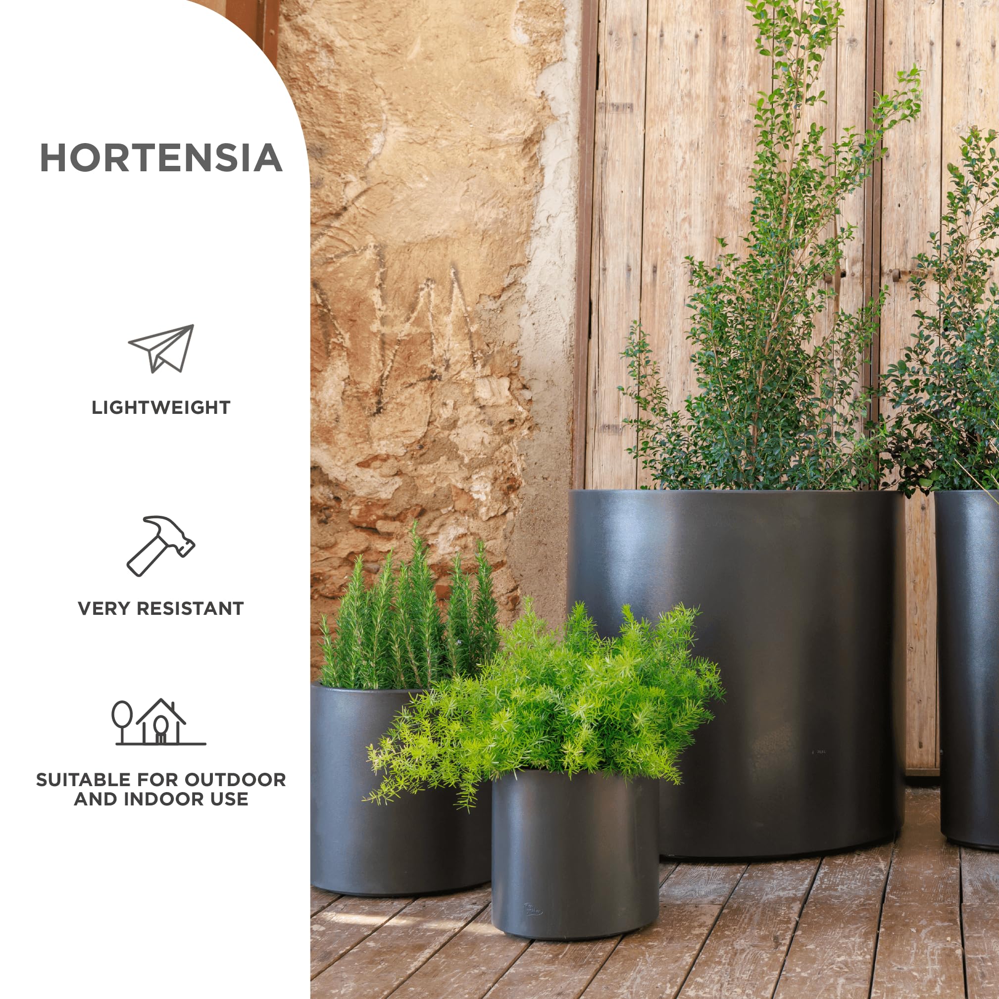 newgarden vaso rotondo bronzo 40 x 40 cm, fioriera per esterno e interno, terrazza, giardino e piscina – Hortensia 40