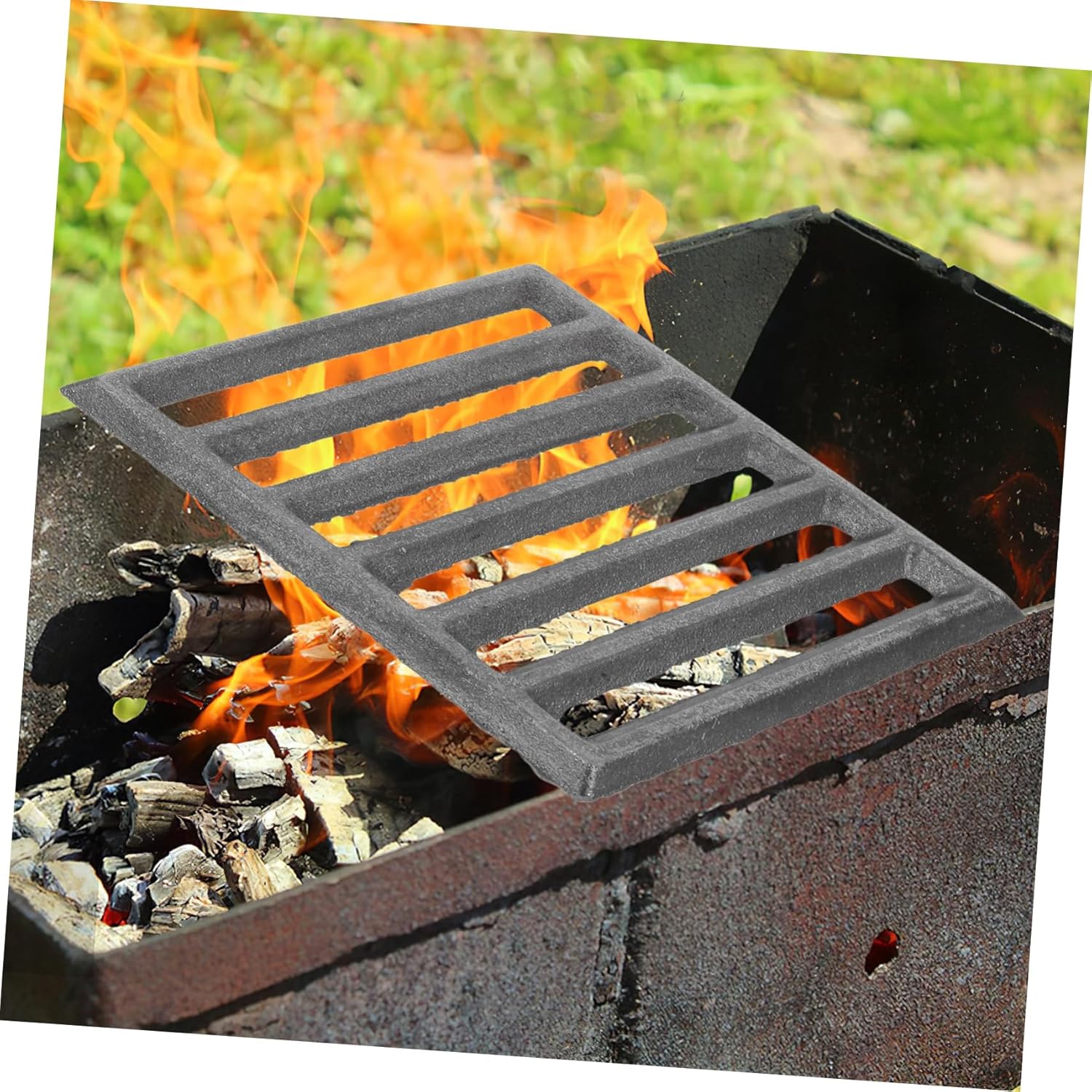Heavy Duty Cast Iron Grill Grate for Bbq and Fire Pit Cooking Rectangle Cooking Rack for Outdoor Camping Gathering and Fireplace Use