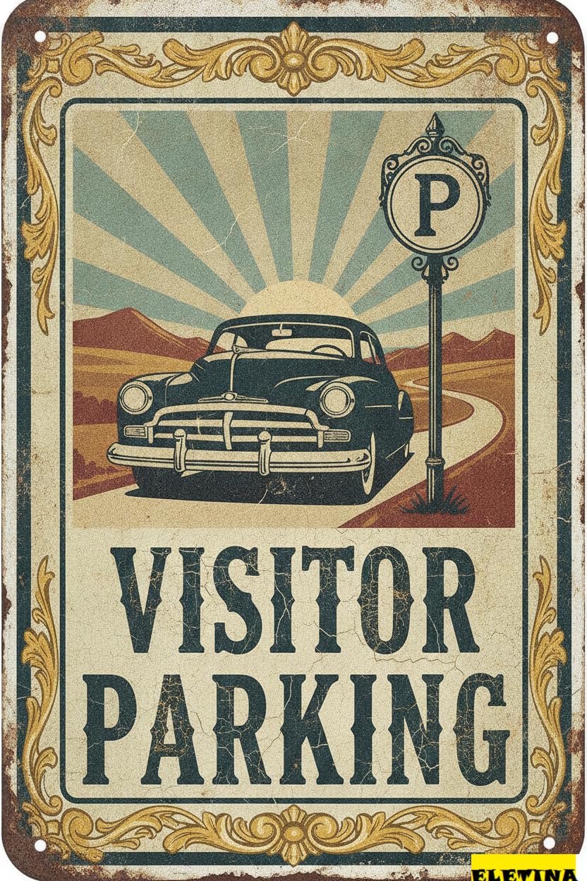 Visitor Parking Tin Sign, 8x12 Inch Business Wall Art