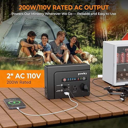 Miniatura 2 de Powkey Estación de energía portátil de 200 W, 146 Wh generador solar portátil con 2 salidas de CA de onda sinusoidal pura4 puertos USB A1 CC, fuente