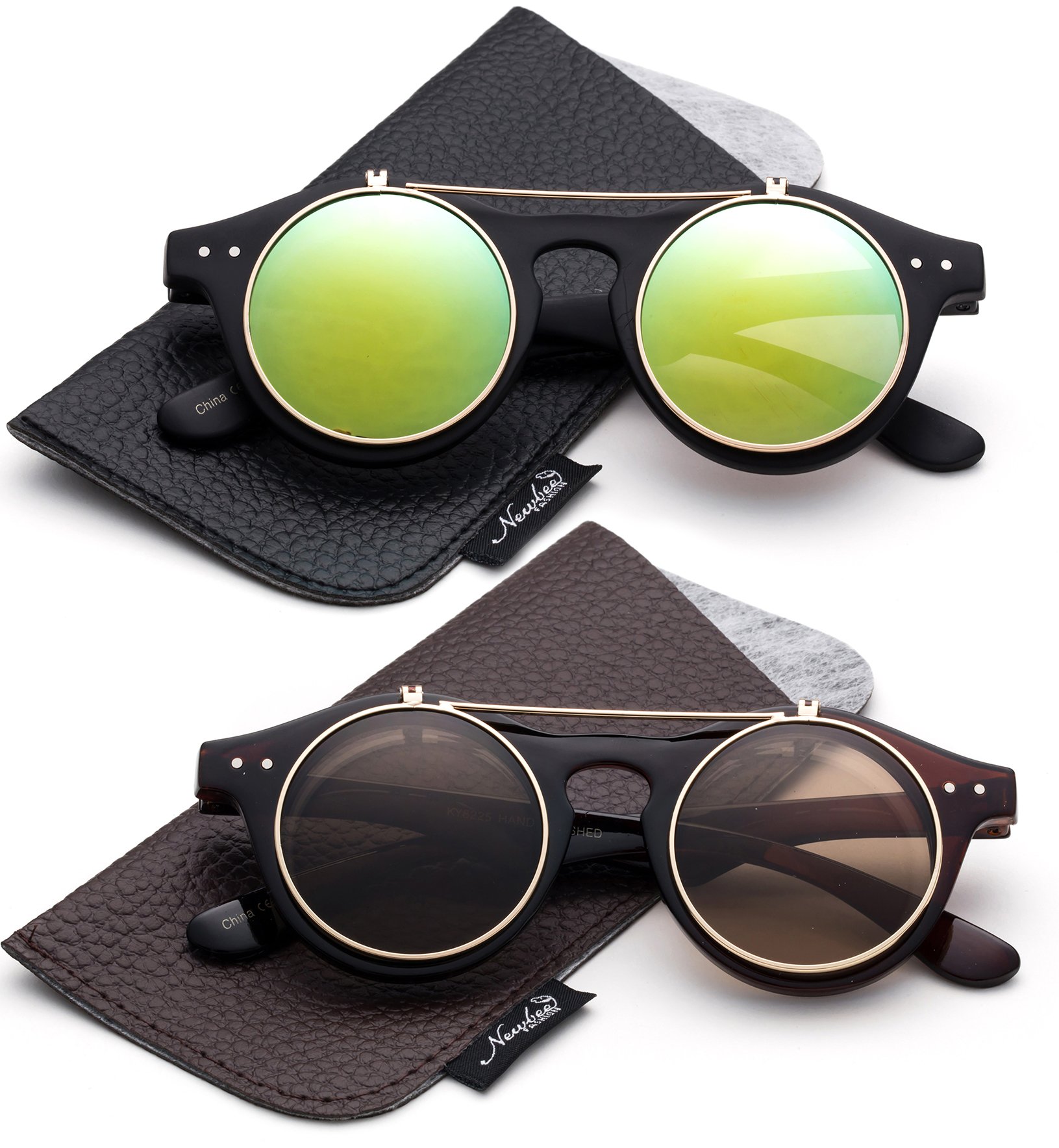 Classic Small Retro Steampunk Circle Flip Up Glasses/Sunglasses Cool Retro New Model