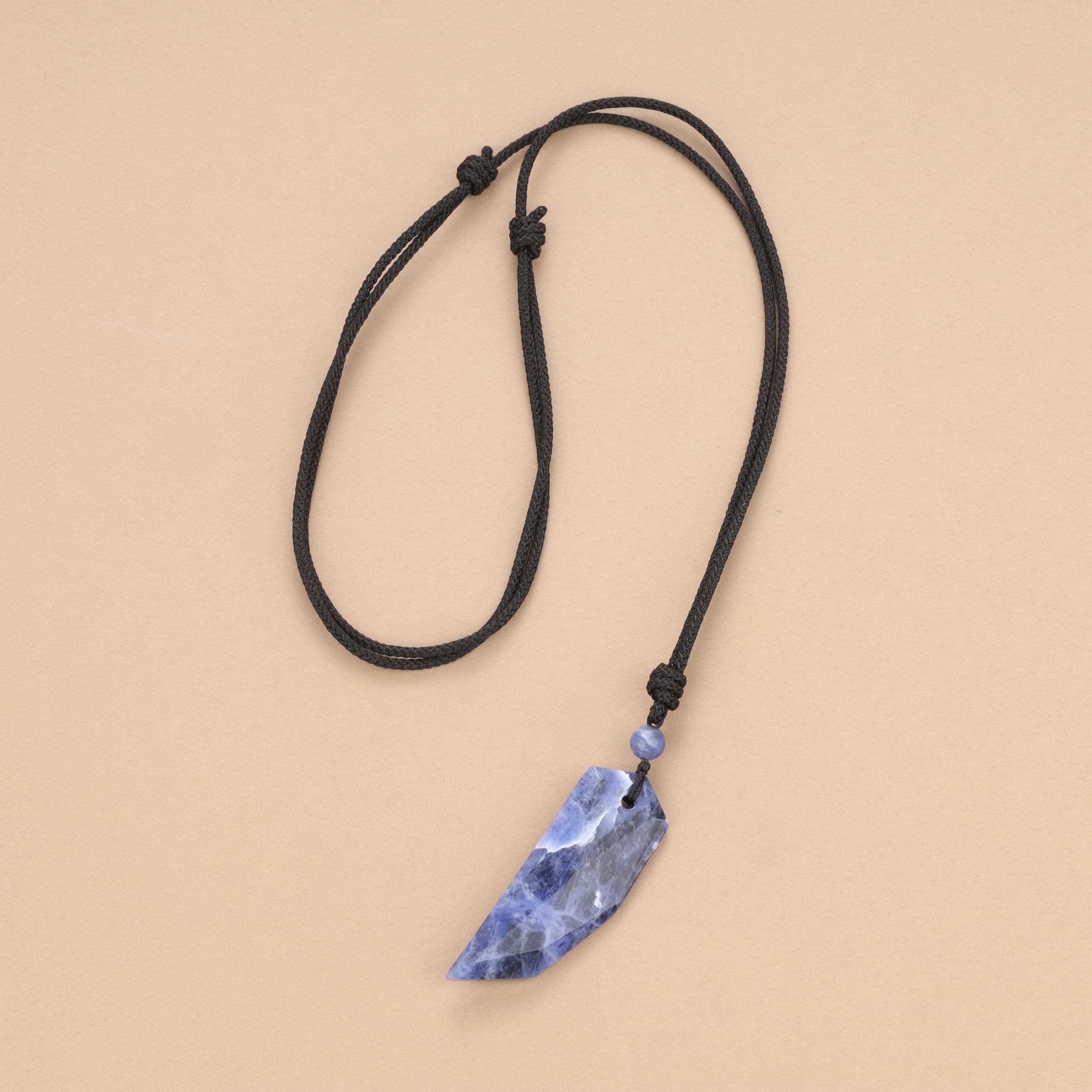 COAI Pendente Dente di Lupo in Pietre Naturali, Collana Pendente Unisex con Laccio Regolabile