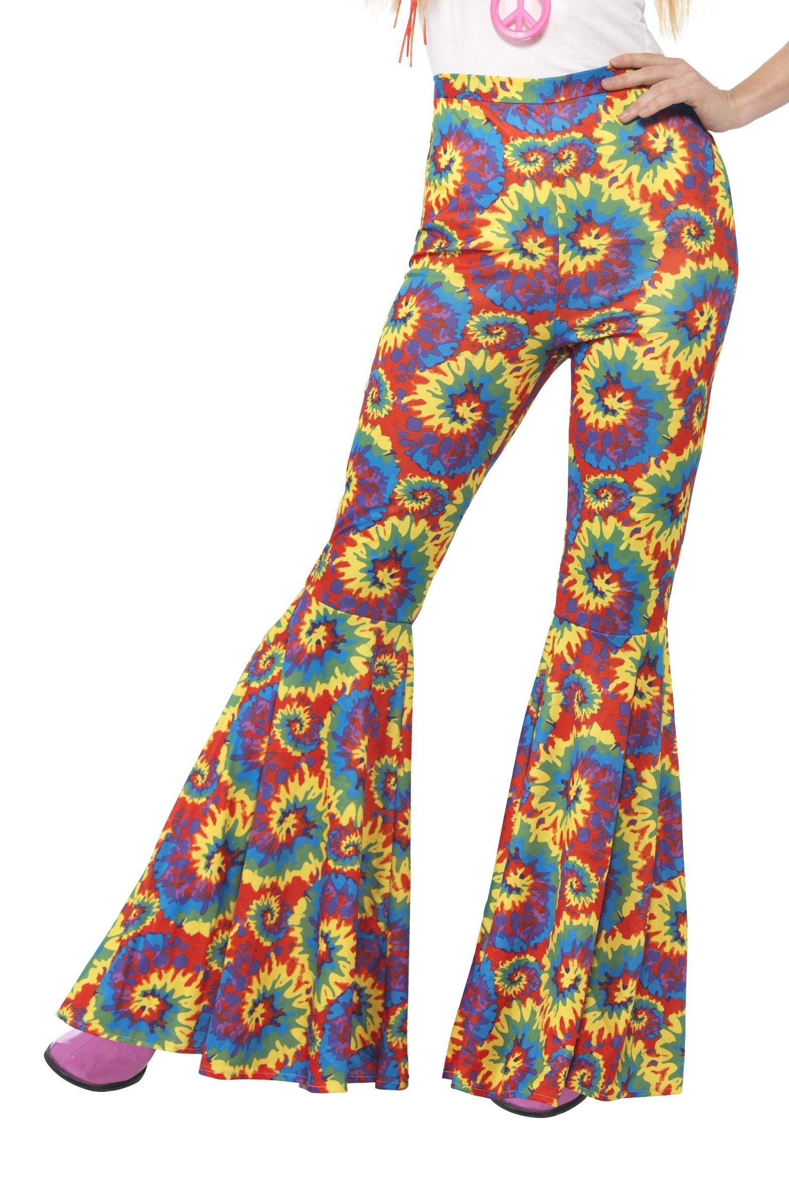 Pantalones Acampanados Psicodélicos Para Mujer Color Rosa Talla S-M De  Smiffy's