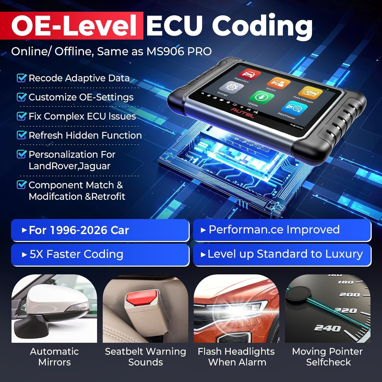 Autel MaxiPRO MP808S OBD2 Diagnosegerät Auto, 2026 KFZ Scanner mit 2 Jahren Updates(650€), ECU Codierung wie MP900-BT MS906PRO, 31+ Dienst, 3K+ Bidirektionaler Tests, Up von MX900 MP808BT PRO MK900BT