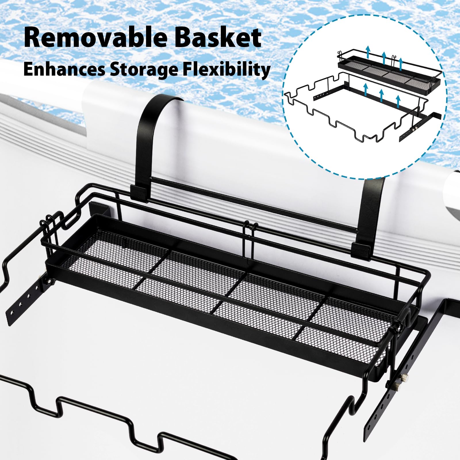 Panier De Rangement Pour Piscine Hors Sol : 2 Paniers De Rangement De Piscine Avec Porte-gobelet De Piscine, Panier à Jouets Suspendu Pour Piscine (gris