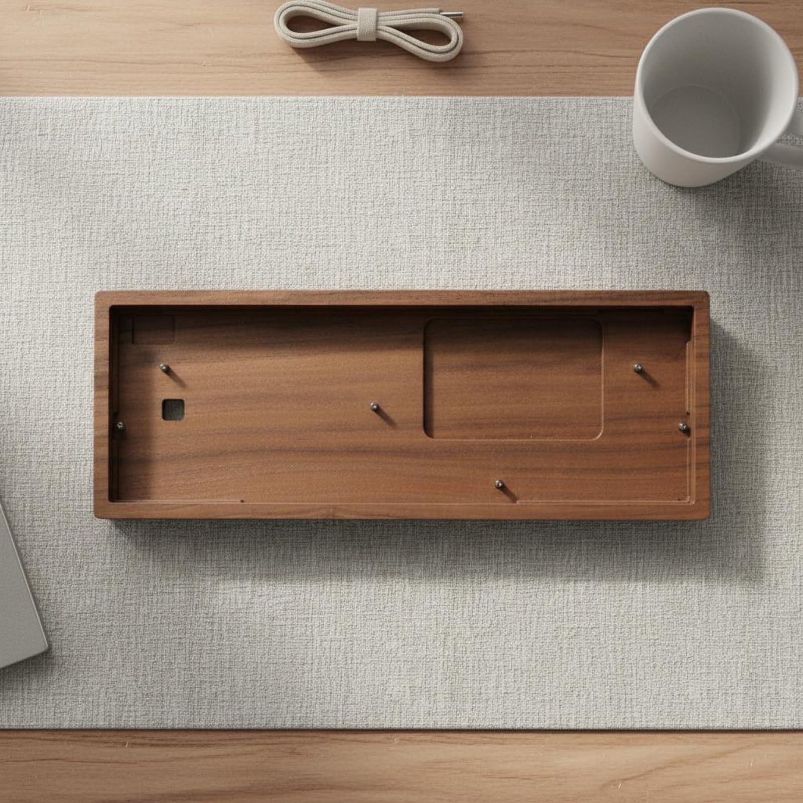 Custodia Tastiera in Legno Massello Meccanico Accessorio Computer Involucro PC Finitura Manuale E Supporto Polso Abbinato Adatta per Appassionati E Ambienti Casa, Palissandro