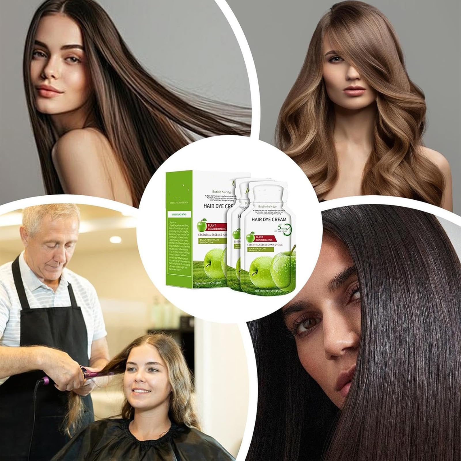 Crema per tinte per capelli di mela naturale, crema per estrarre tinture per capelli neri mele, peli grigi che coprono creme coloranti, consistenza di lunga durata e nutriente (Natural Black)