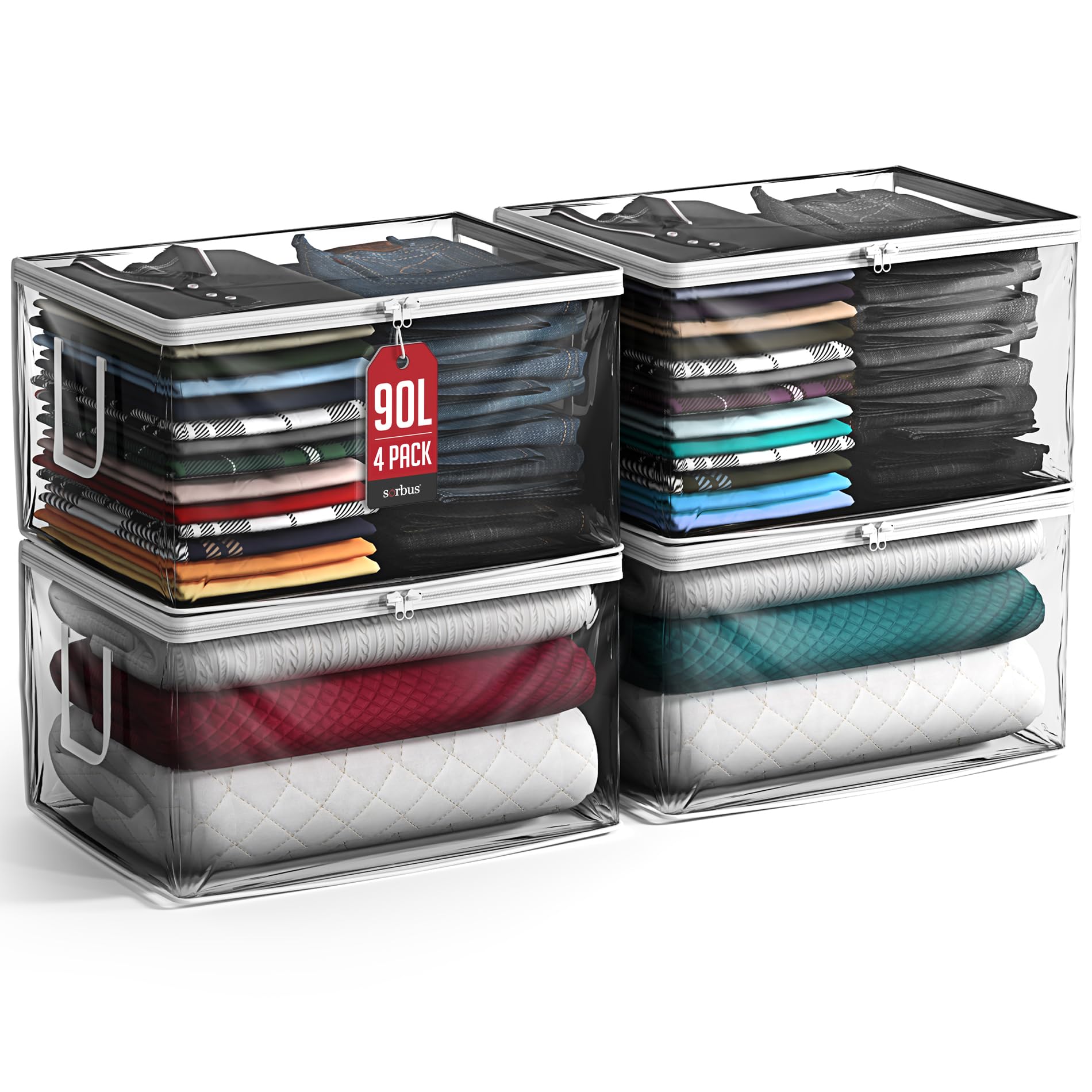Amazon.com - Sorbus clear Storage Bag - 90L Foldable Large Plastic