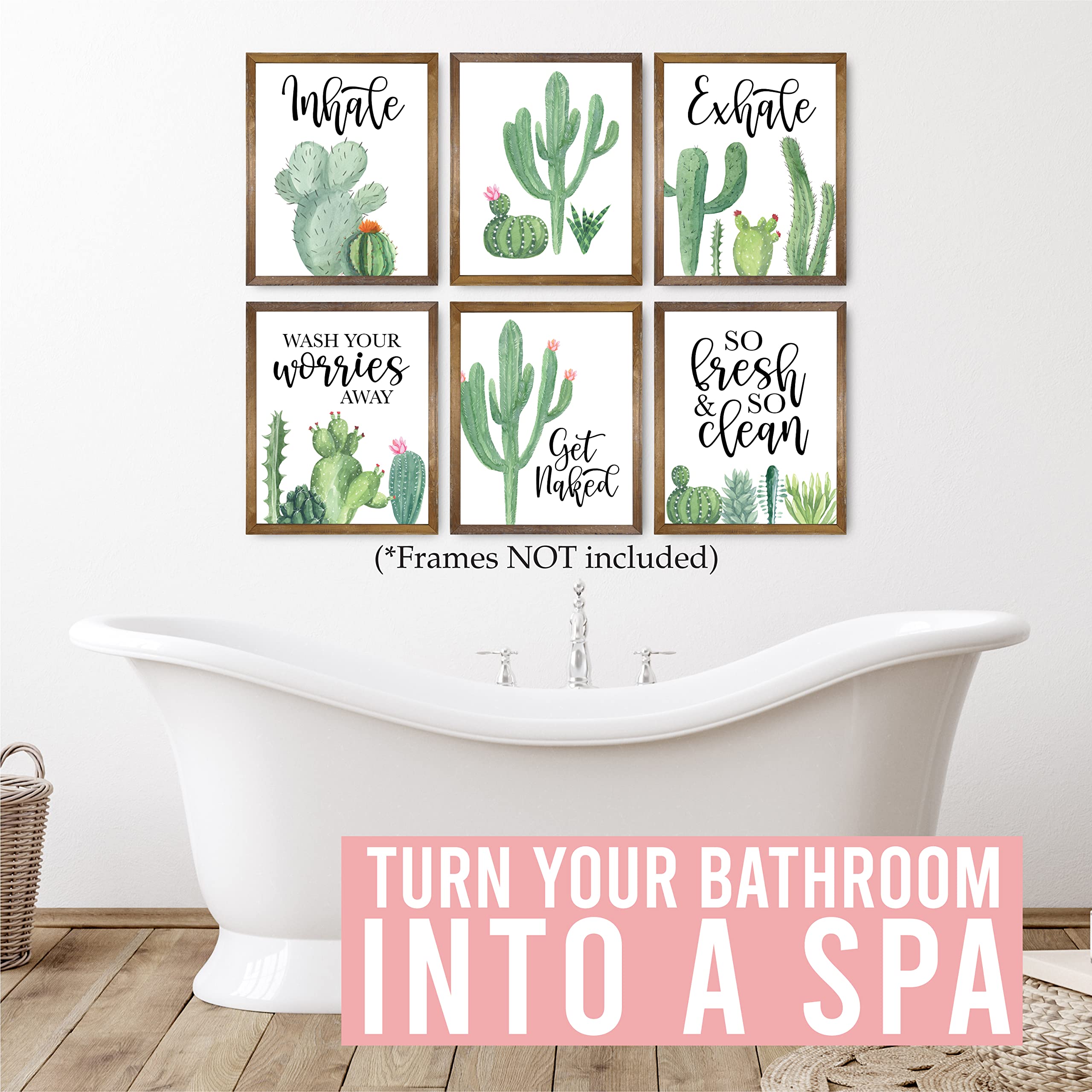 Amazon.de: 12 Kaktus-Baddekorationen, Wandkunst, 20,3 x 25,4 cm  Relax  Schilder fr Badezimmer, Wanddekoration, Bad mit Badregeln, Wanddekoration,  Wash Your Worries Away Badezimmerschild