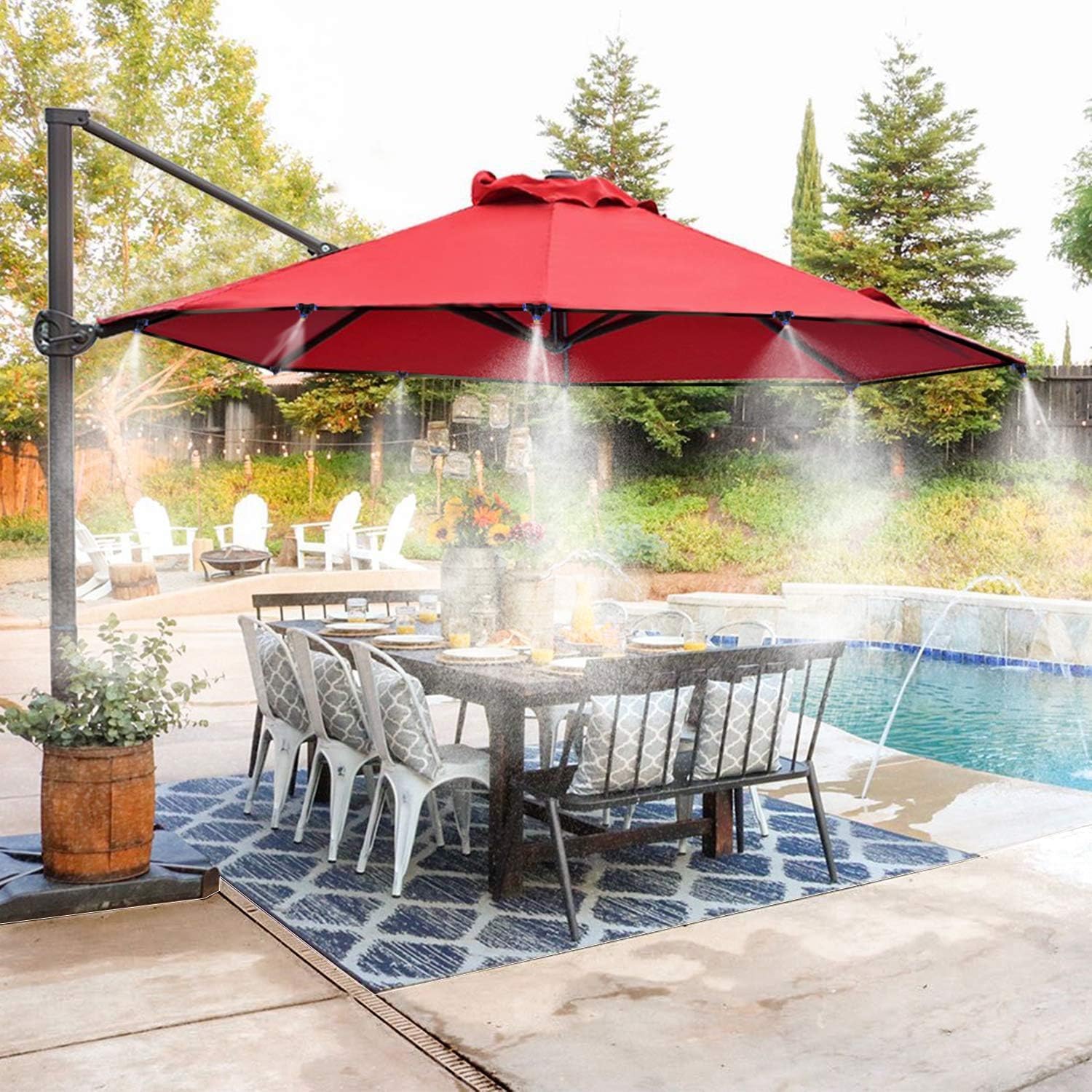 10 Pack Brass Misting Nozzles Kit with Tee Fittings & Plugs for 1/4" Tubing - Outdoor Patio Cooling System Mister Replacement Parts Black