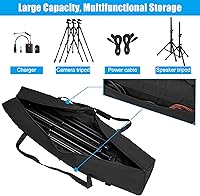 Vista 9 de 60" Multifunctional Tripod Bag, Heavy Duty Tripod Carrying Case with Dual Compartment for Music Stand, Mic Stand, Speakers Stand, Tripods, Lights