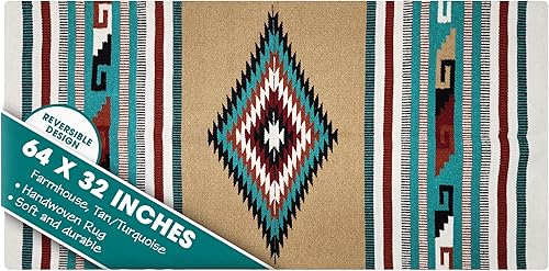 Miniatura 10 de Alfombra bohemia del suroeste – Alfombra bohemia lavable – Alfombra occidental – Alfombras rústicas para sala de estar, zona al aire libre, Diamante