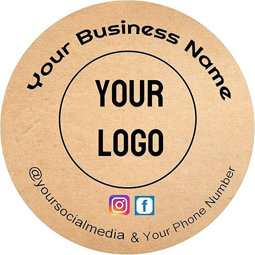 Paquete de 110 calcomanías de papel kraft redondas personalizadas etiquetas de logotipo de agradecimiento para pequeñas empresas marrón estraza 2