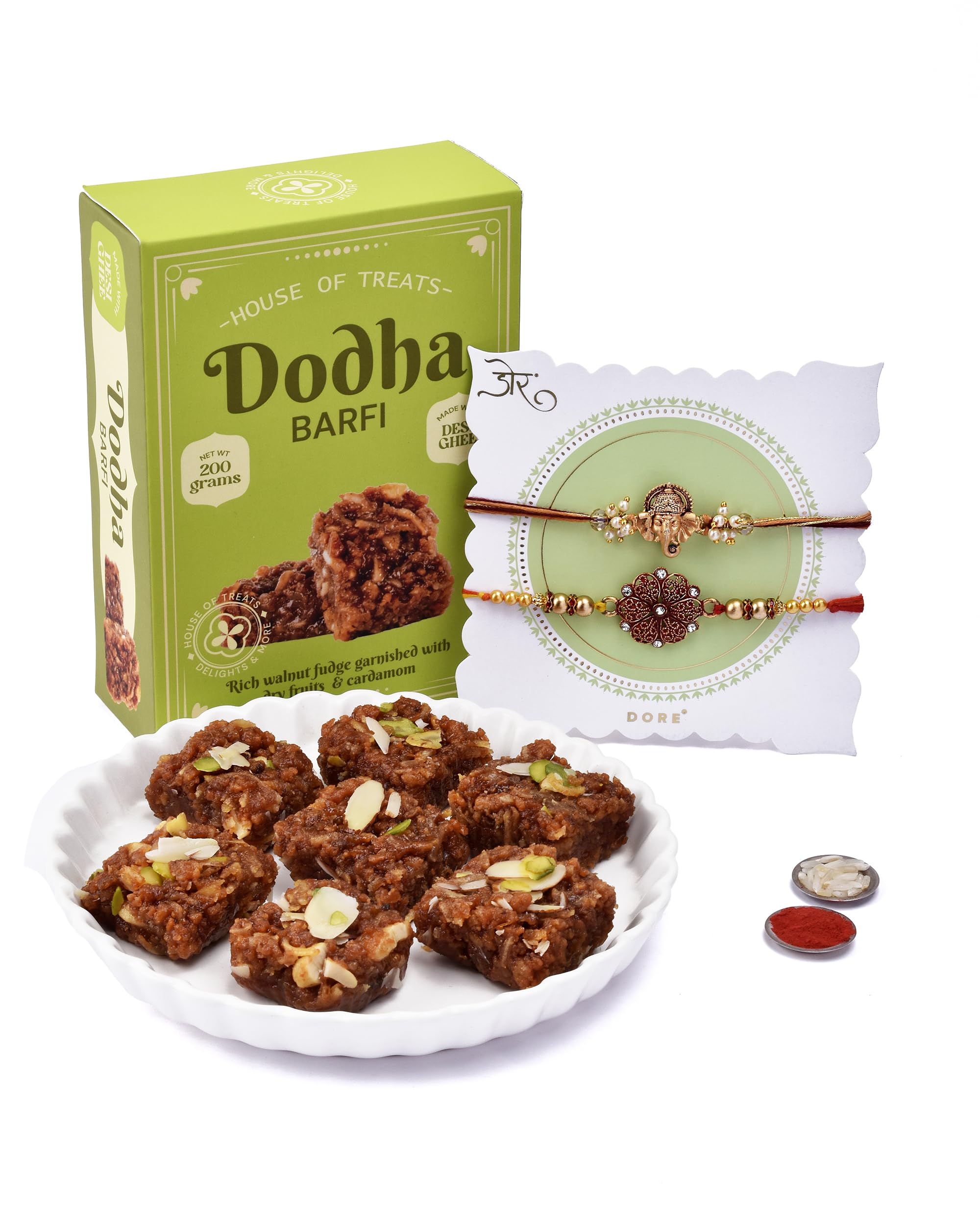 HYPERFOODS House Of Treats 2 Rakhi With Sweets Dodha Barfi Rakhi Set Of 2 For Brother 2 Rakhi With Sweets Gift Pack Rakhi, With Sweets Rakhi For Brother With Sweet Box Floral & Ganesh Rakhi Pack Of 2 (B0D969GWQK) Amazon Price History, Amazon Price Tracker
