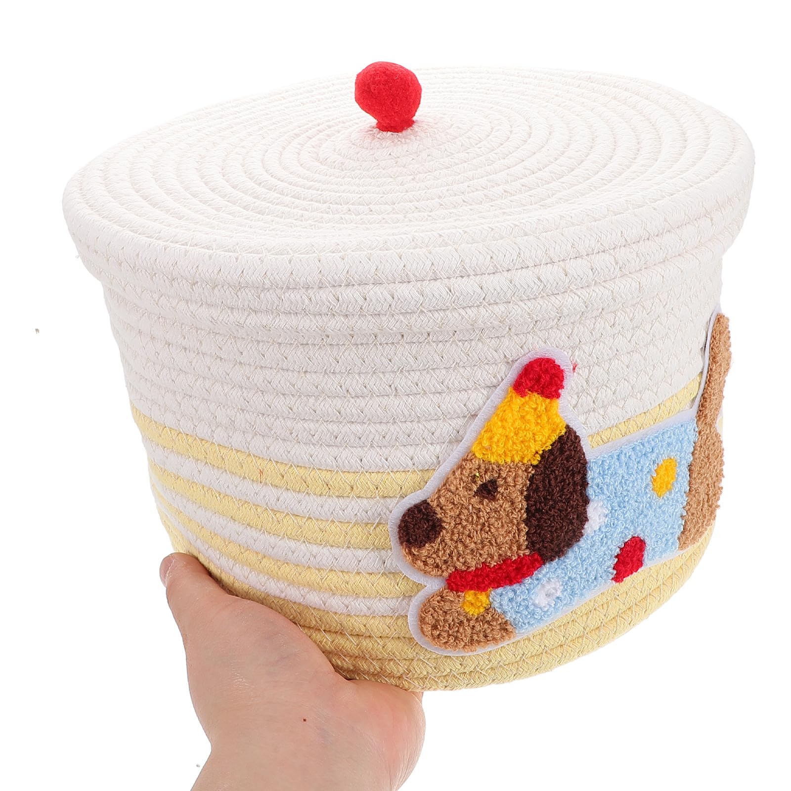 Abaodam Panier de Rangement Voiture en Coton Tissé avec Couvercle Anti-poussière, Grand Panier Décoratif de Chien, Organisateur Élégant pour Intérieur de Voiture