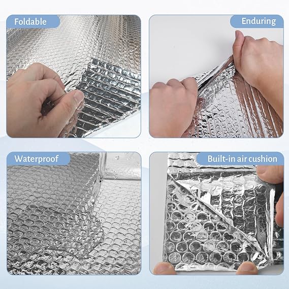 DGSL Reflective Bubble Insulation Roll, 23.6 in x 23.5 FT RV Window Insulation, Double Side Aluminum Foil Bubble Shield for Window, Garage Door, RV, Roof (Silver)