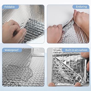 DGSL Reflective Bubble Insulation Roll, 23.6 in x 23.5 FT RV Window Insulation, Double Side Aluminum Foil Bubble Shield for Window, Garage Door, RV, Roof (Silver)