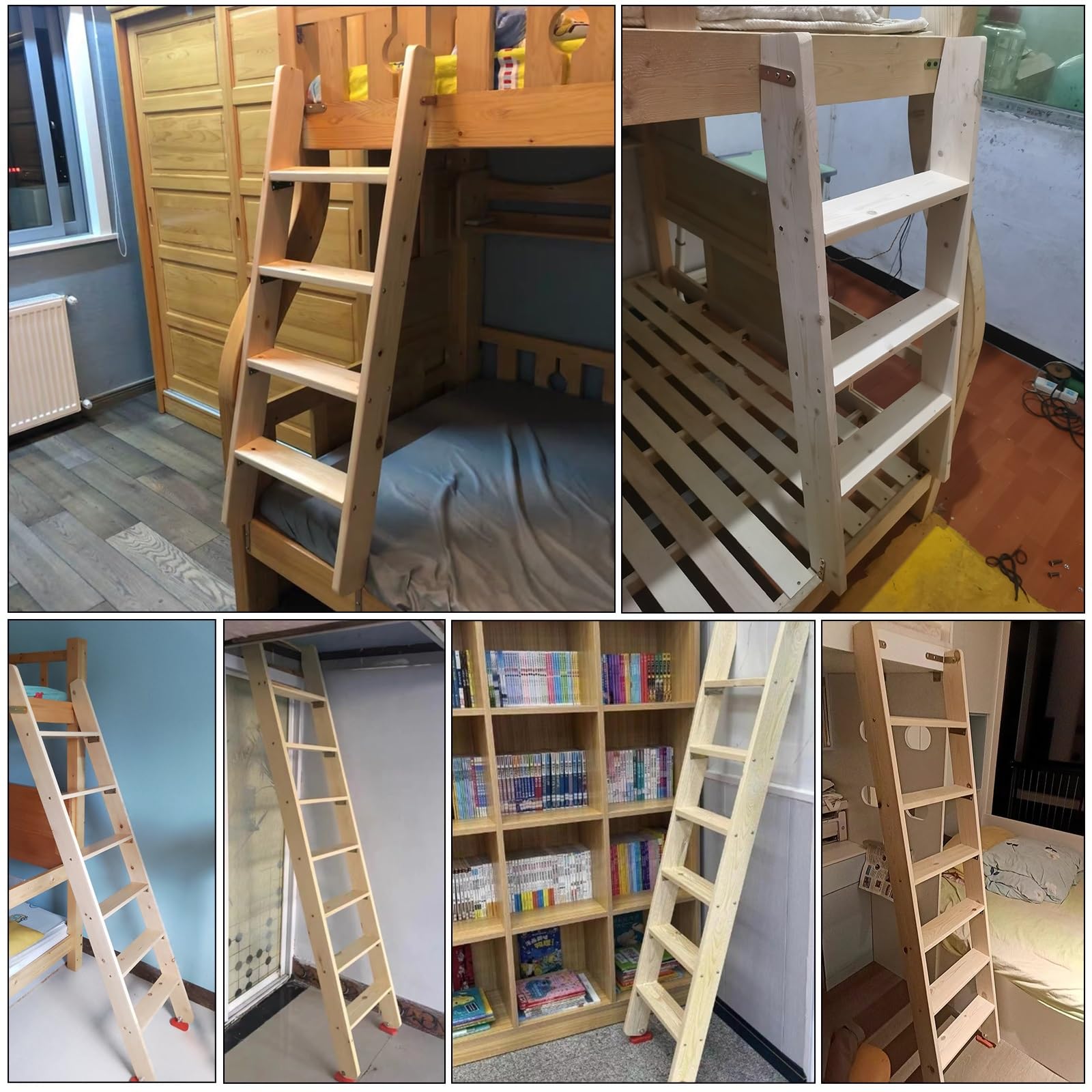 LXLZYXSF Kinder-Etagenbett-Leiter Ersatz Hölzerne Hochbett-Leiter, Wohnmobile Wohnmobil Stockwerkleiter Oben 100cm - 230cm Hoch, Wohnbett-Leiter Für Schulen, Baumhäuser(H-1.15m/45.3in/3.8ft)