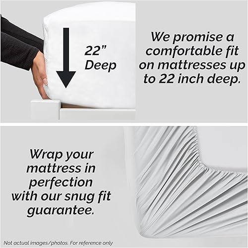 Miniatura 45 de Southshore Fine Living, Inc., Juego de sábanas de 4 piezas, 100% algodón, tamaño Queen, sábanas de 300 hilos con bolsillo extra profundo, sábana 10