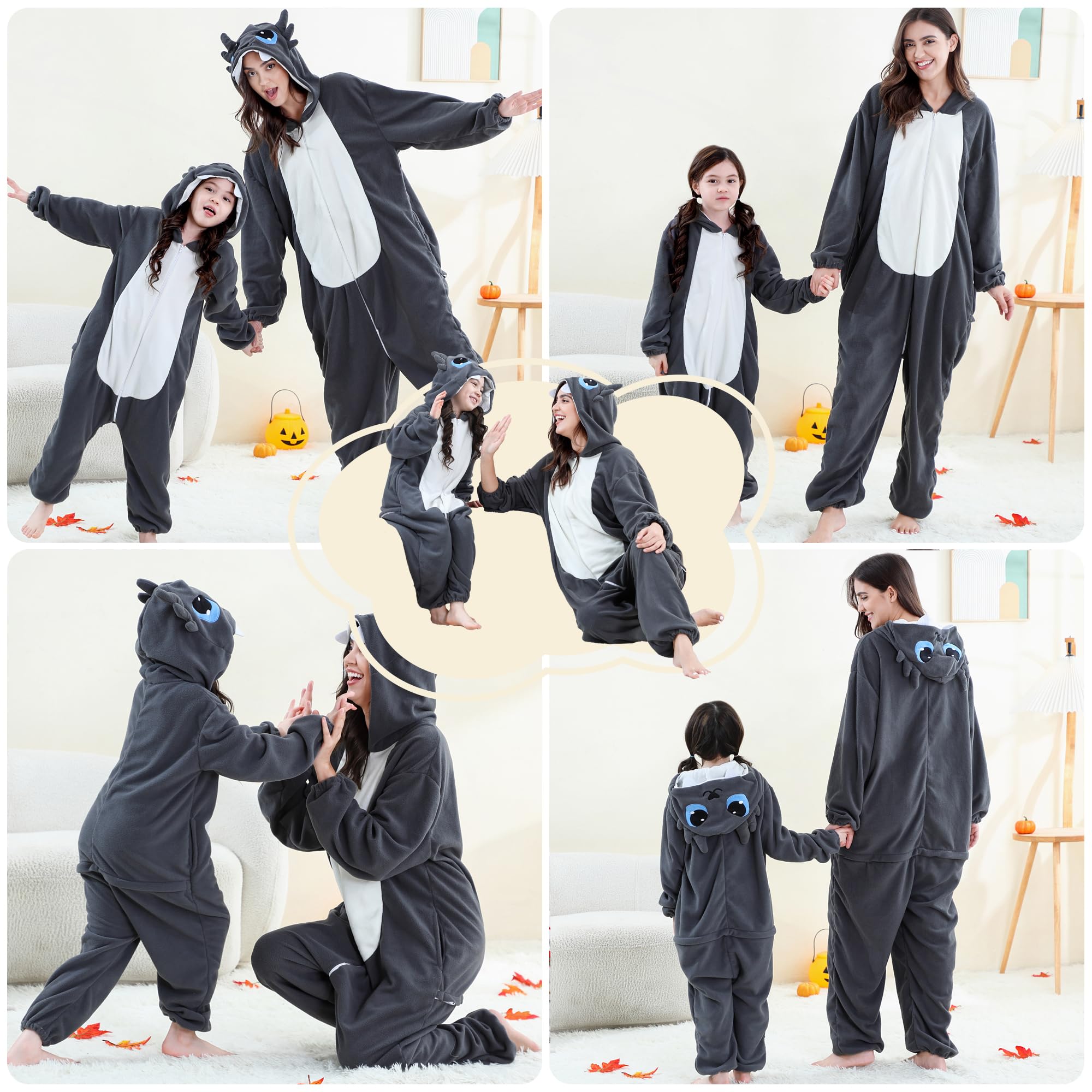 HAHASHOW Pijama Enterizo con Capucha para Adultos - Disfraz de Animal Tierno en Suave Franela Unisex - Tema Invierno, Halloween y Fiestas