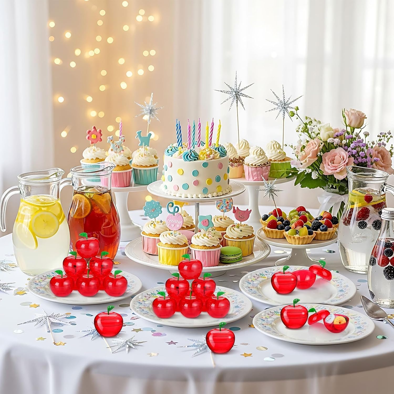 Tanlade 50 Pcs 4.1 x 3.7 Teacher Appreciation Week Gifts Plastic Apple Container Bulk Red Candy Boxes Holder Thank You Gift for Apple of My Eye Teacher Appreciation Gifts Back to School Party Decor