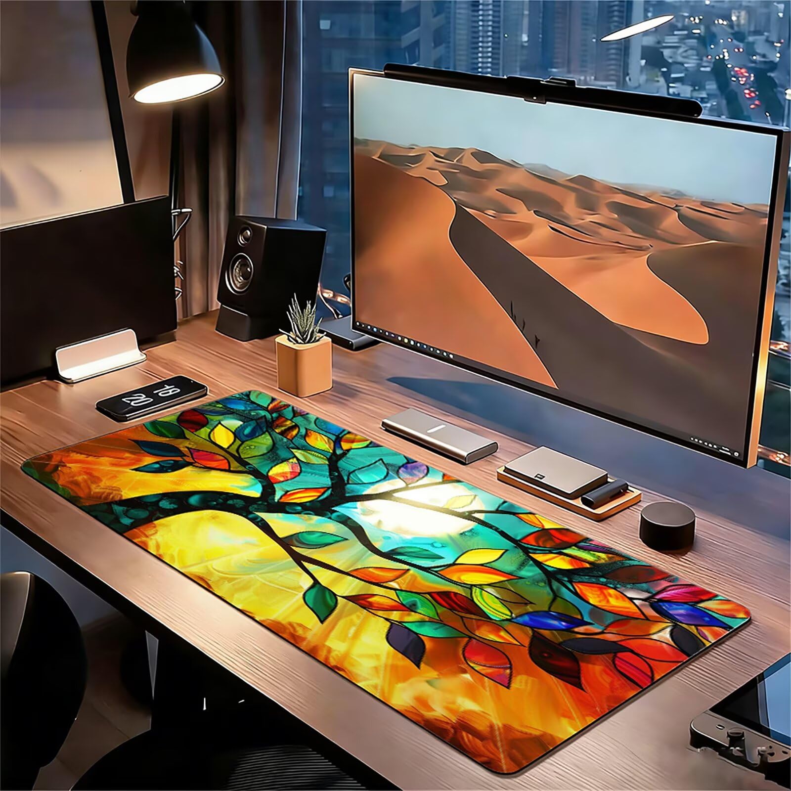 Podkładka pod mysz XXL kolor 900 x 400 x 3 mm antypoślizgowa gumowa podkładka pod mysz dla graczy drzewo dokładność kompatybilna z wszystkimi myszami, miękka powłoka wodoodporna ochrona biura do