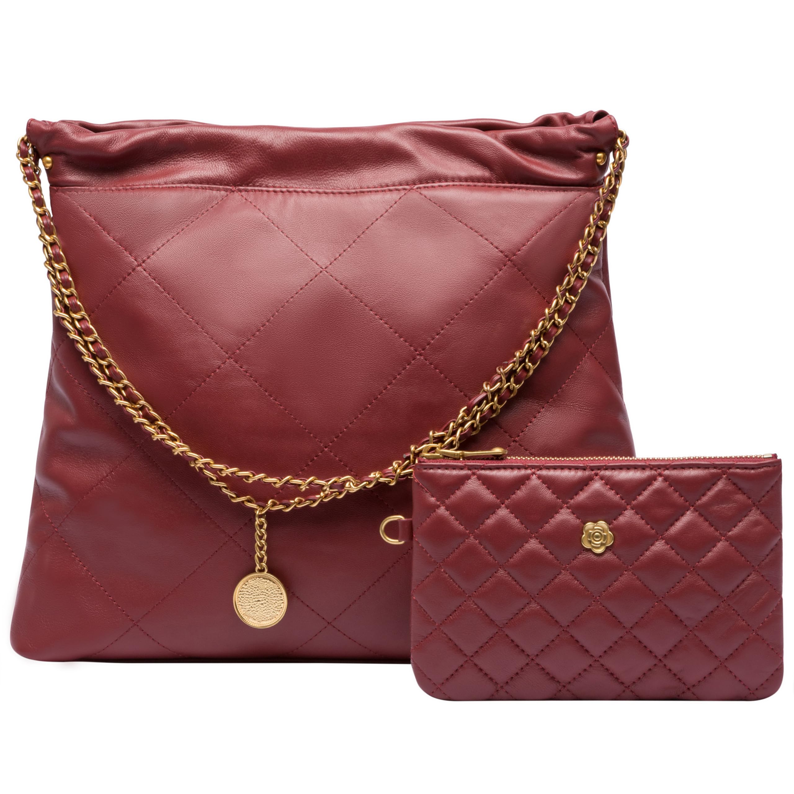 Quilted Leather Tote Bag for Women Large Shoulder Handbags Travel Work Purse
