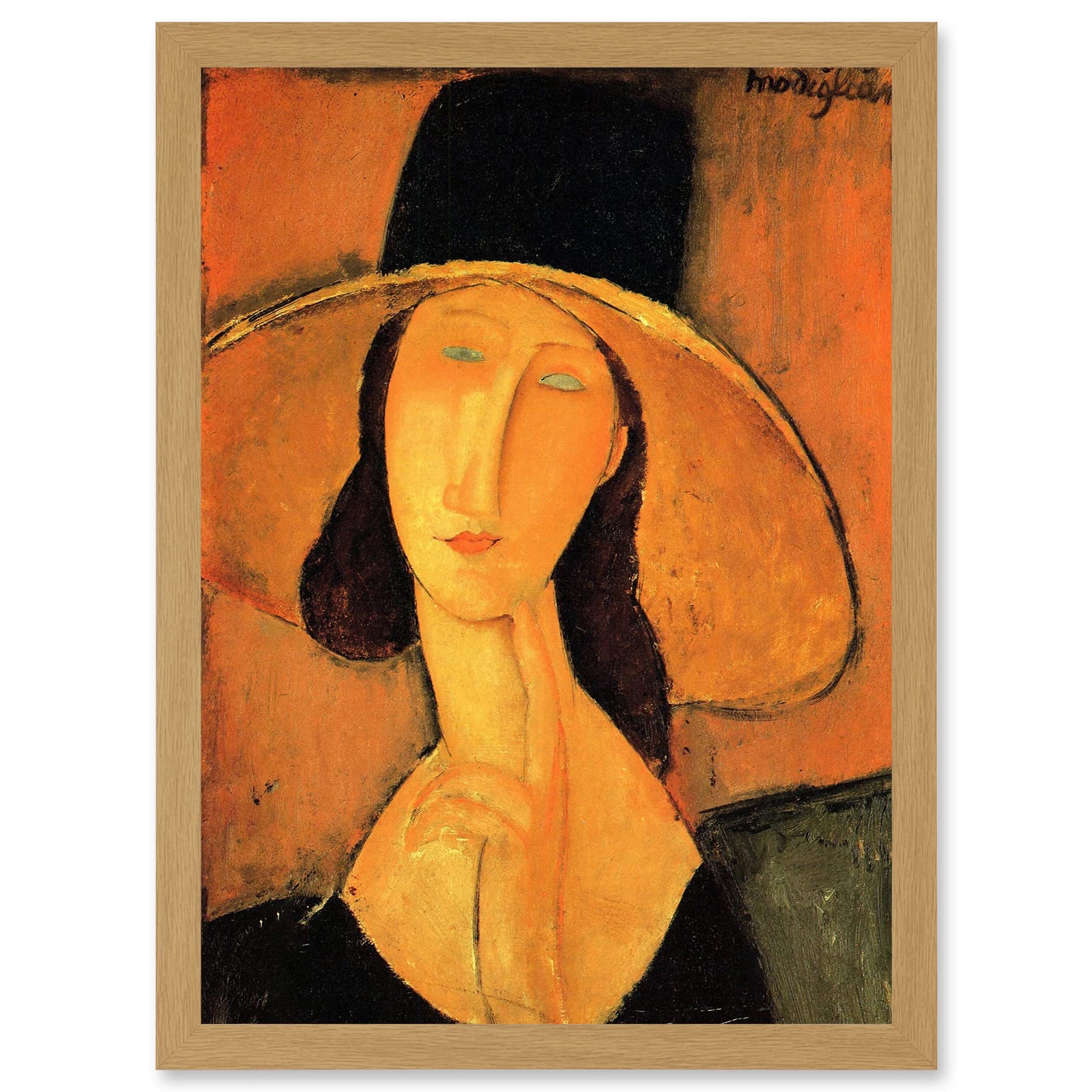 Artery8 Amedeo Modigliani Portrait Of A Woman With Hat Painting Artwork Framed Wall Art Print A4