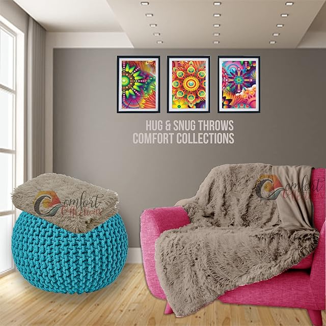Comfort Collections Teddy Fleece Luxury Hug and Snug Cuddles Fluffy Faux Fur Sherpa Reversible Throw Sofa Bed Super Soft Warm and Cosy Blanket Throw Mink 150cm x 200cm Approximate