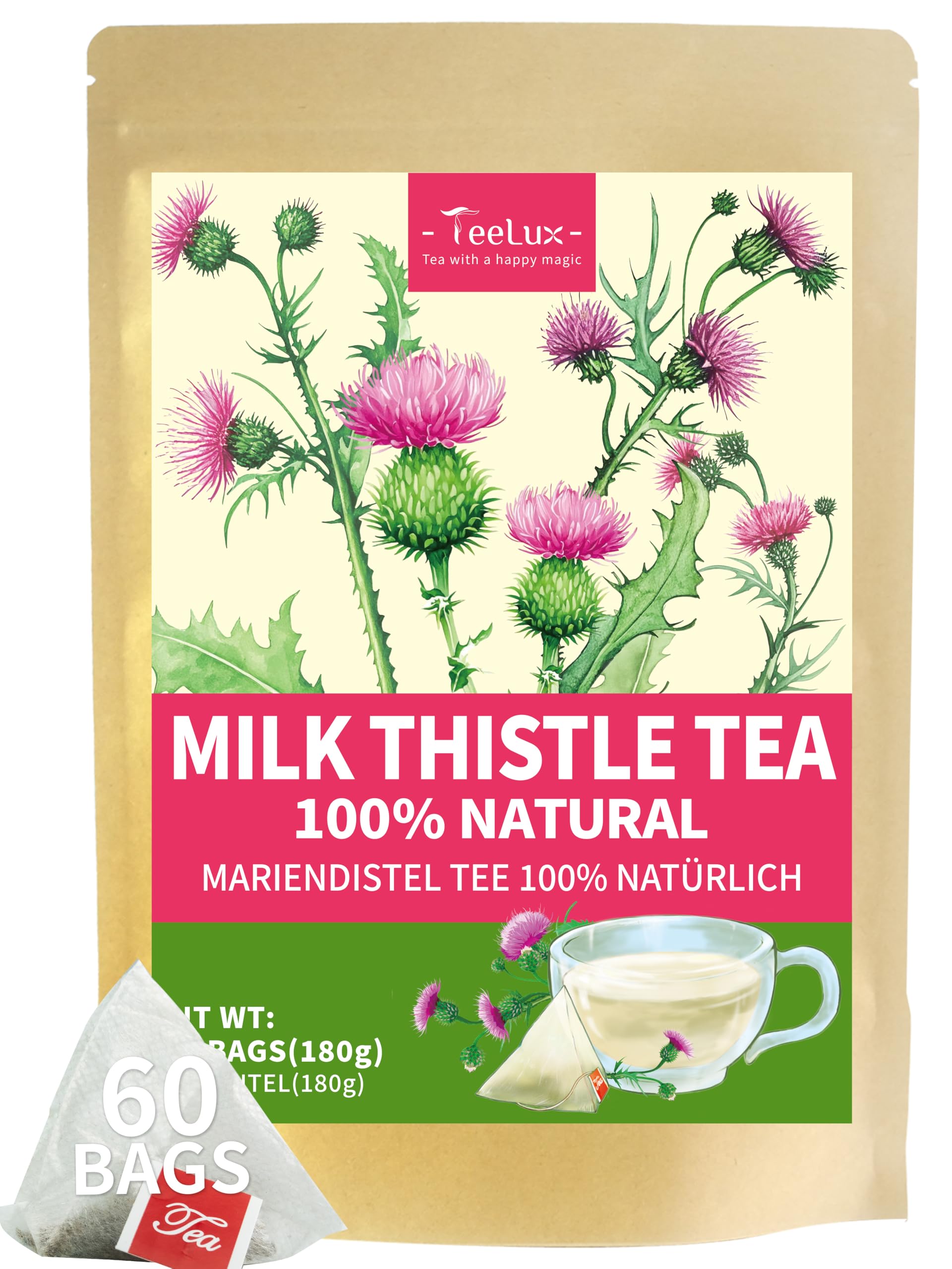 TeeLux Dandelion Leaf & Root Tea Bags 100 Count, Vegan, Rich Flavor, Premium Dandelion Tea, Natural Caffeine Free Herbal Tea — view 32