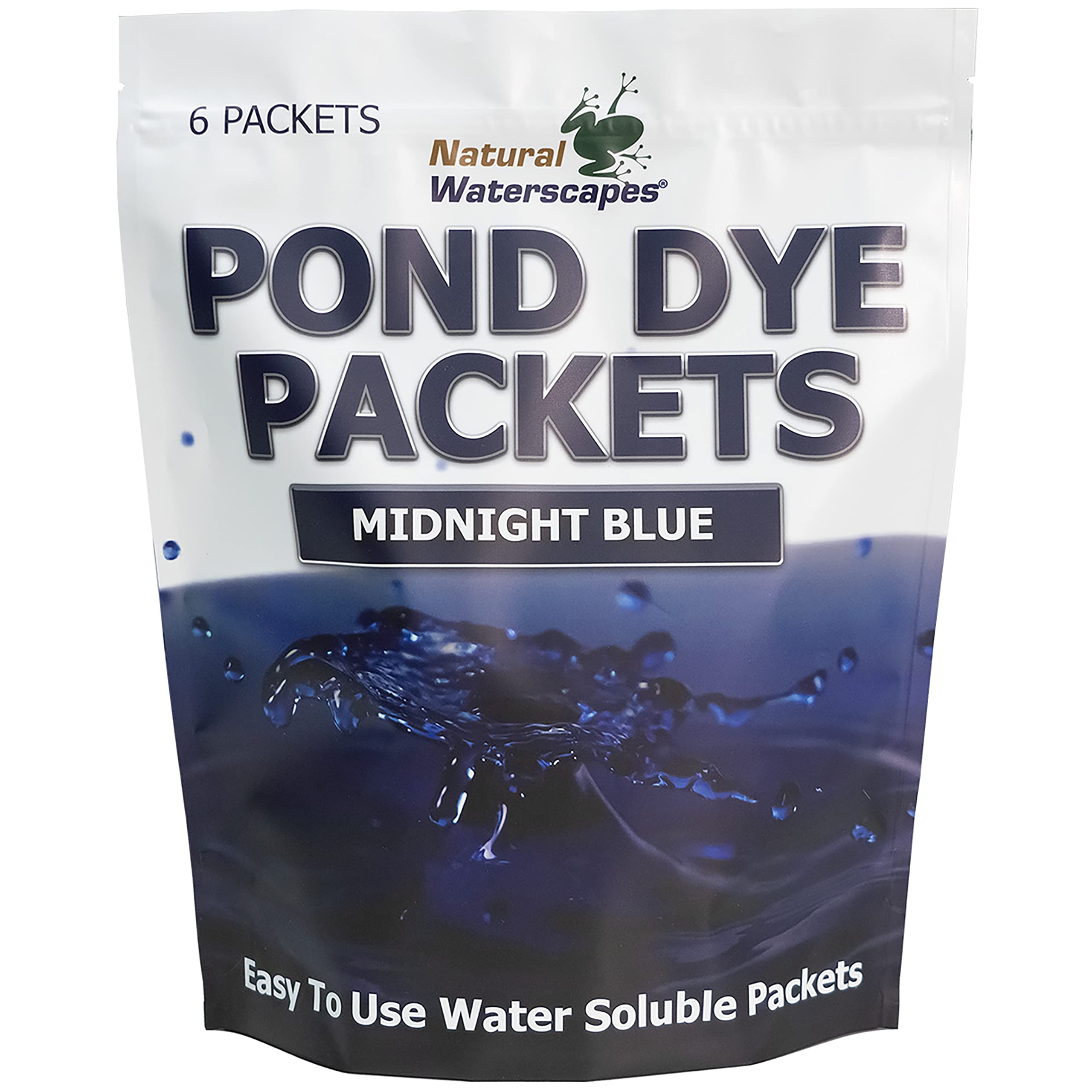 Midnight Blue Pond Dye Packets - 6 Water Soluble Packs of Lake Dye Treatment
