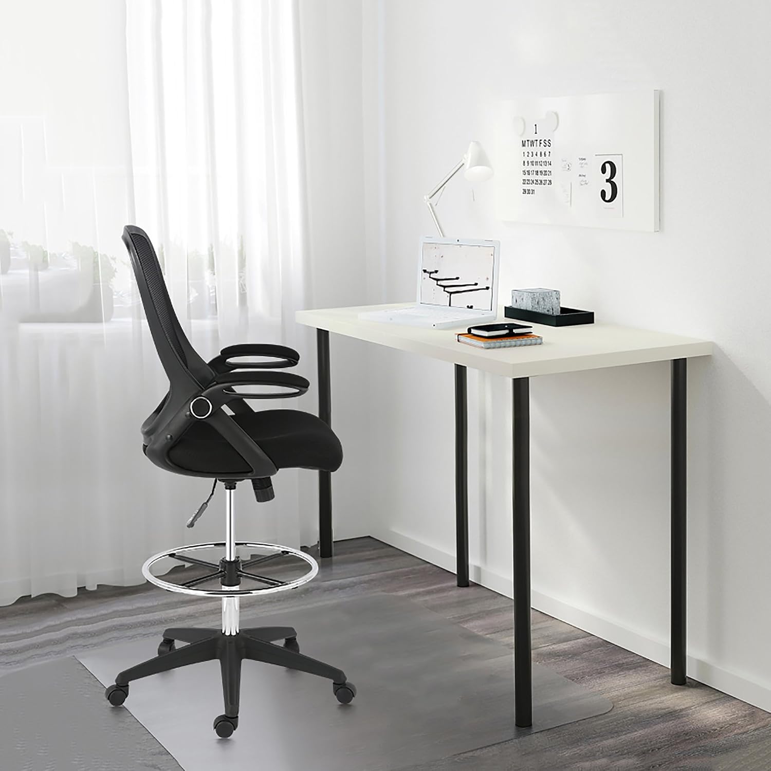 EdgeMod Sadia Drafting Chair in Mesh, Black