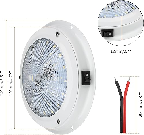 Miniatura 9 de RVZONE Luz de cúpula de barco marino de 12 V LED luces interiores de barco con interruptor de palanca LED luz de cabina de barco con montaje en