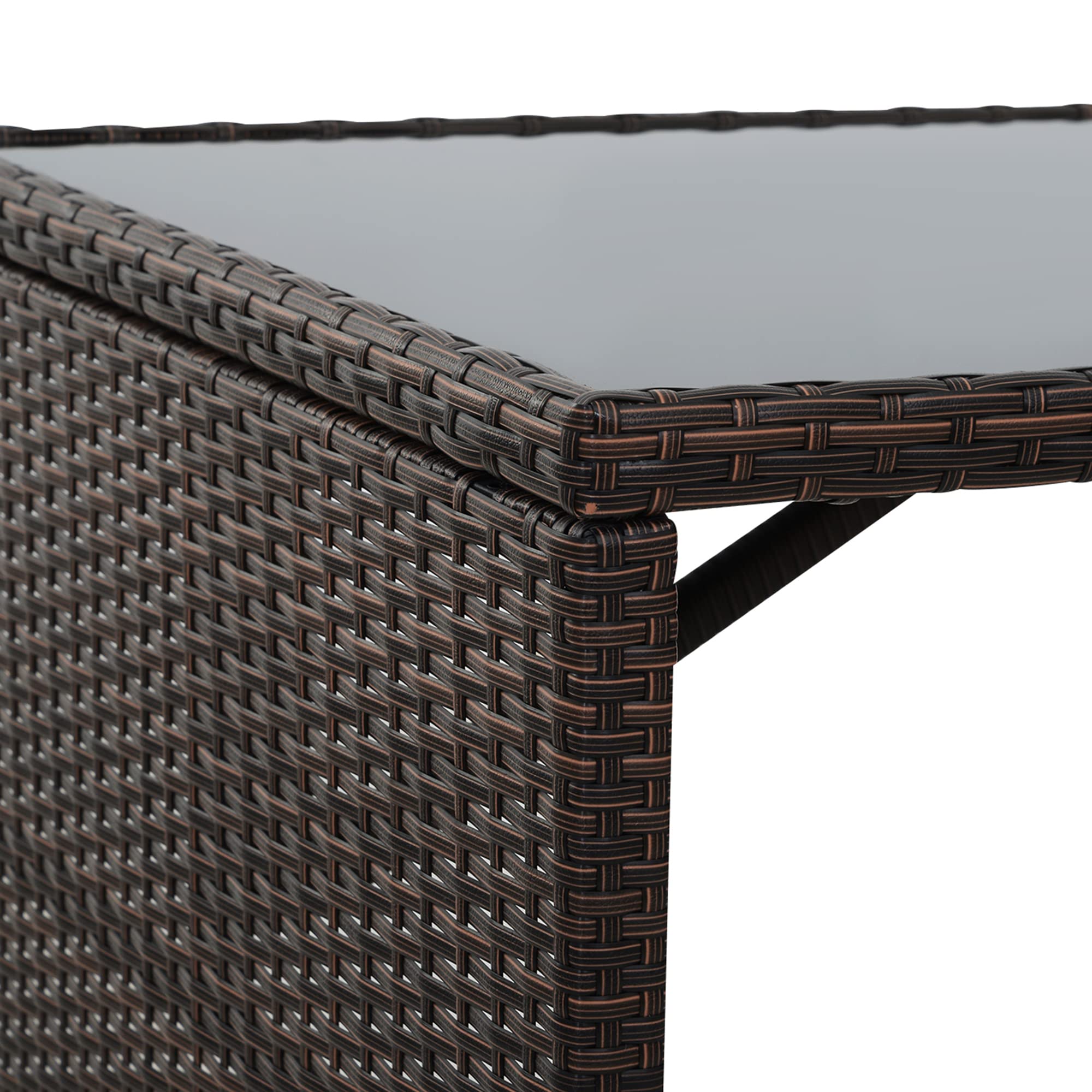 Outsunny Ensemble Salon de Jardin encastrable 4 chaises monoblocs avec Coussins déhoussables et Table résine tressée Chocolat