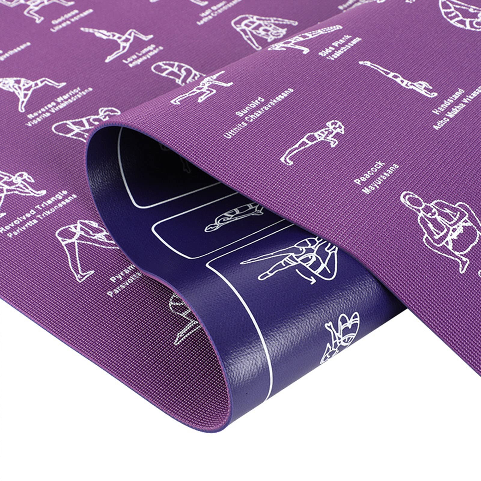 Tapis de yoga avec 75 postures d'entraînement, tapis d'exercice de fitness pour la maison, l'extérieur, gym, pilates, gymnastique, étirements
