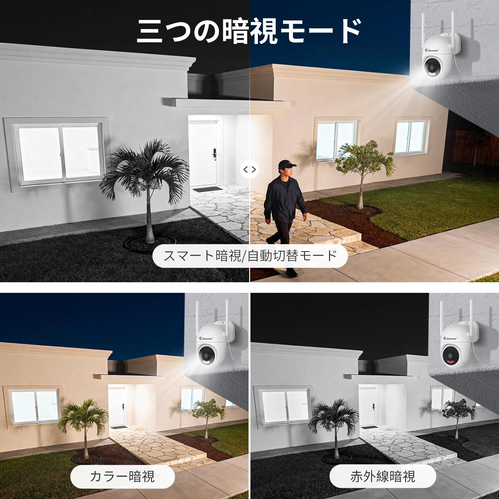 Amazon.co.jp: Jennov 防犯カメラ 屋外 増設専用カメラ 360°広角撮影