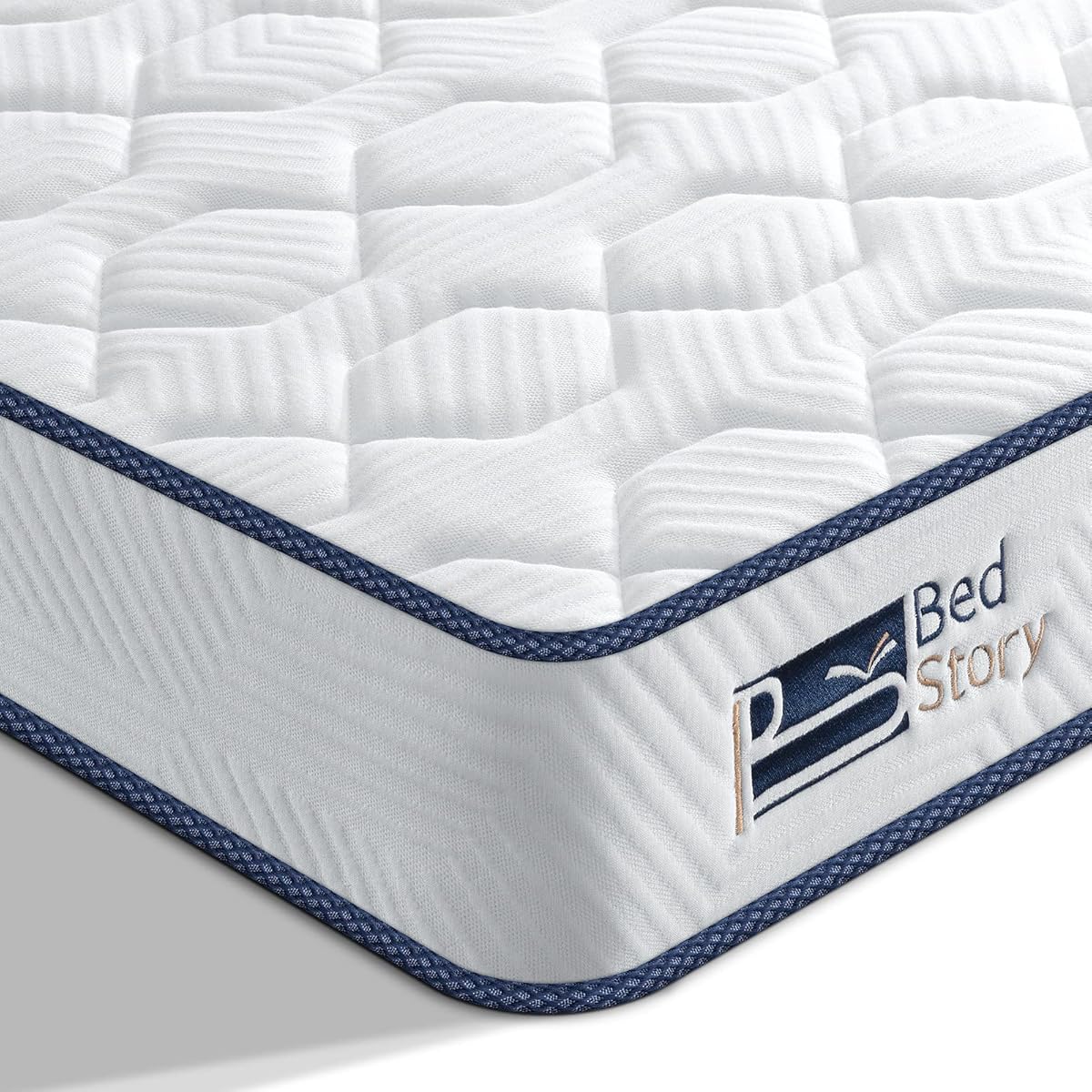 BedStory Single Mattress, 6 Inch Twin Bed Mattress in a Box, CertiPUR-US Certified Foam & Spring Hybrid Bed, Pressure Relief Matelas Simple for Kids Teens, 365-Night Trial, White-Blue 38x74 Inch
