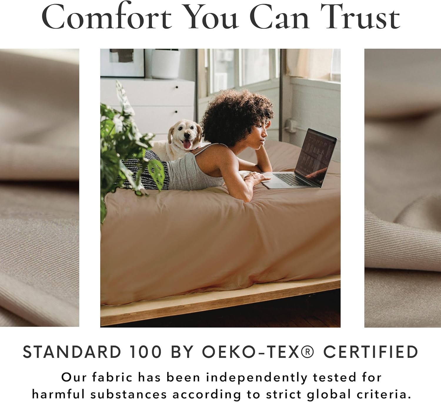 Bamboo Bay 6 Piece King Size Sheet Set, 100% Viscose Made from Bamboo, Breathable, Ultra Soft Cooling Bed Sheets for Hot Sleepers, Beddings with Deep Pockets Fit 16" Mattress, Sand Beige - Image 3