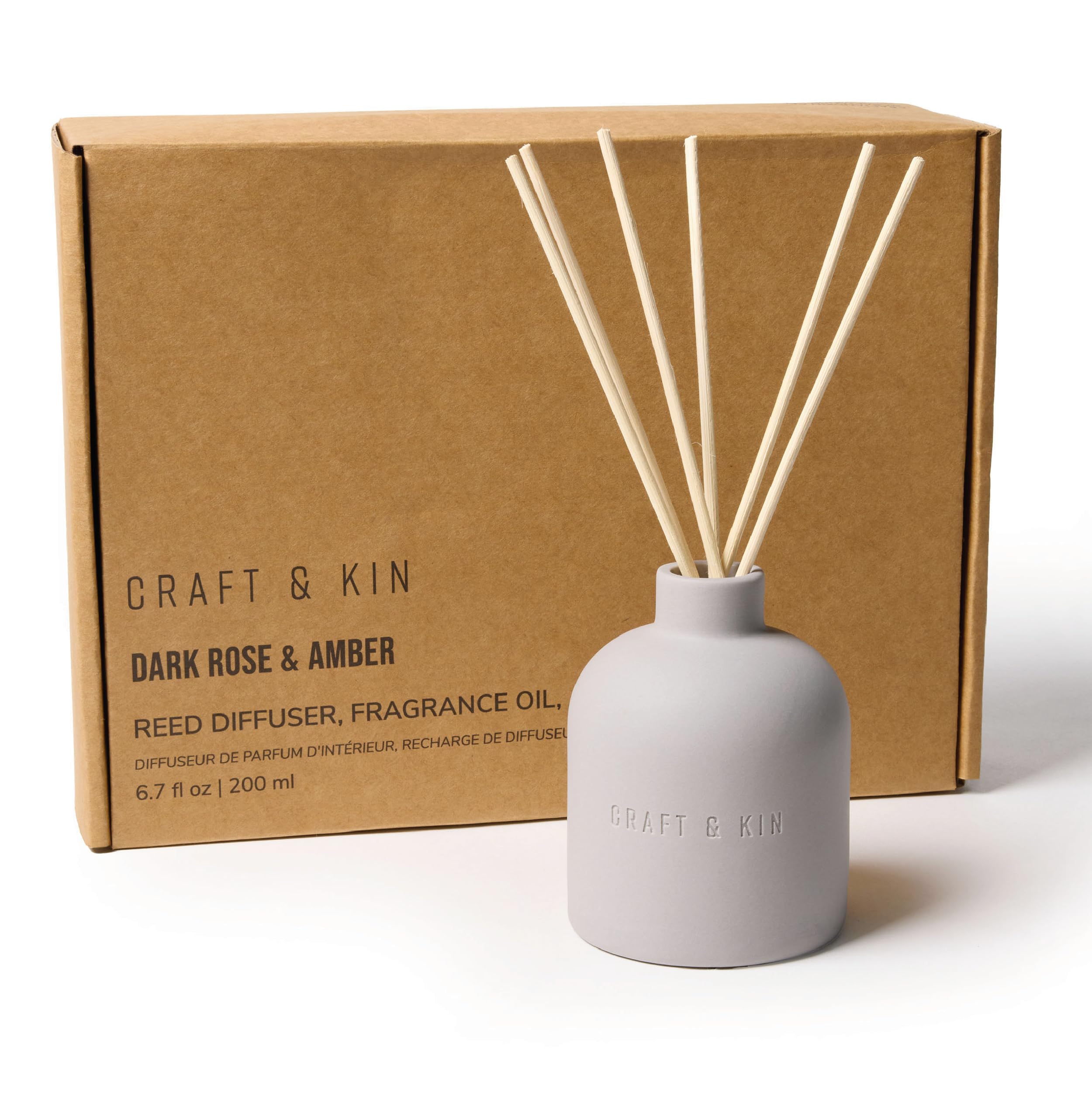 Amazon.com: Craft & Kin Reed Diffuser Set Dark Rose & Amber, Reed ...