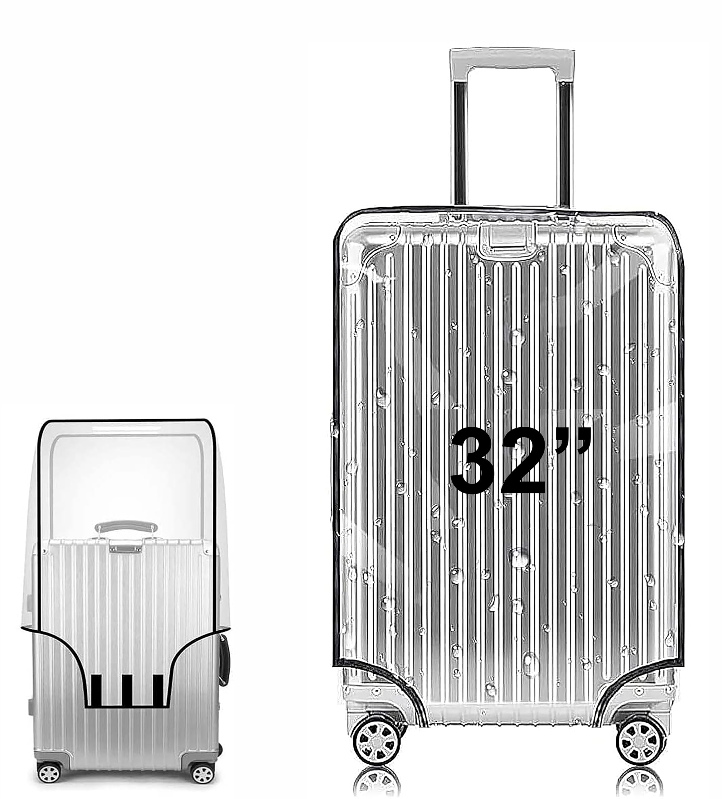 32 Inch Set of 1 Trolley Bag Cover/Suitcase Bag Cover/Waterproof Dustproof Luggage Cover/Zippered Clear PVC Suitcase Covers Protectors (32 Inch Set of 1)-image-17